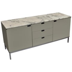 Vintage Florence Knoll Credenza in Grey/Green and Marble, 1961