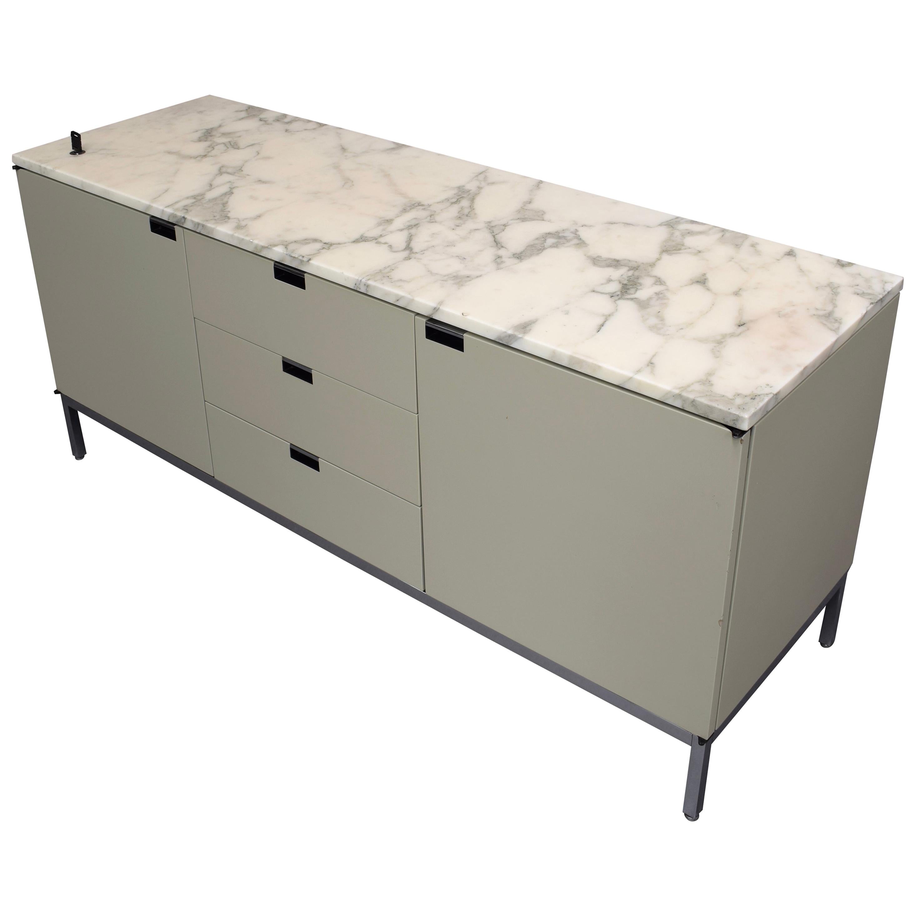 Pair of Rosewood and Green MarbleTop Tambour Fronted Credenzas Sideboards at 1stdibs