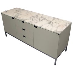 Florence Knoll Credenza in Pastel Grey/Green and Marble Top, 1961