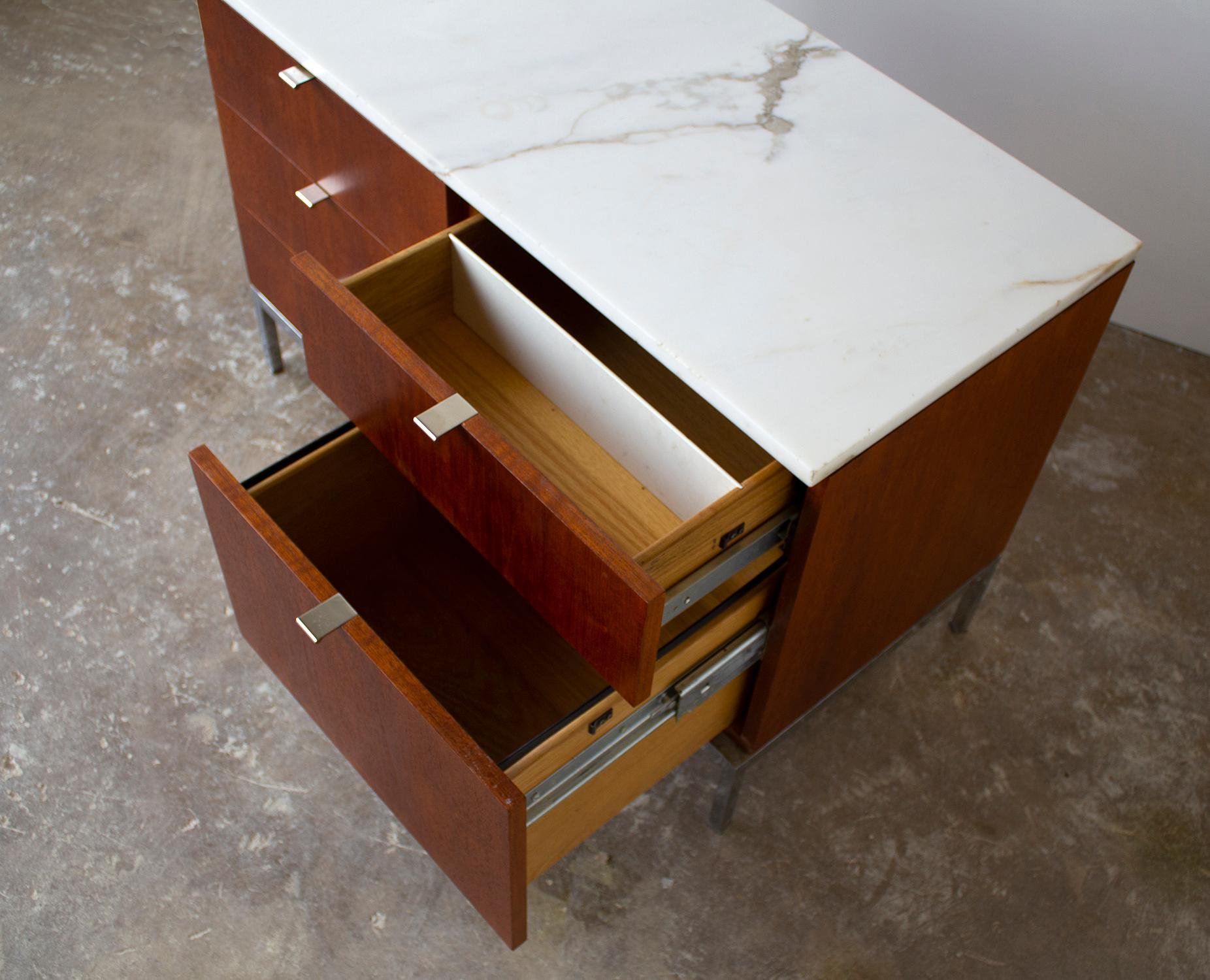 20th Century Florence Knoll Credenza in Teak and Marble