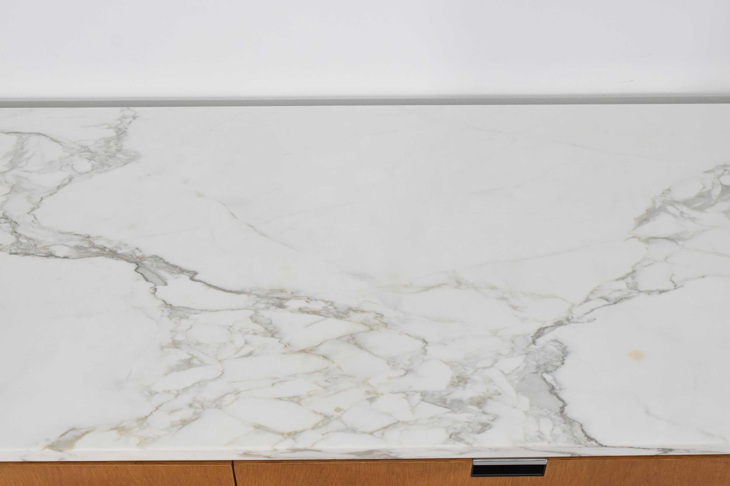 Florence Knoll Credenza in White Oak and Calacutta Marble In Good Condition In Dallas, TX