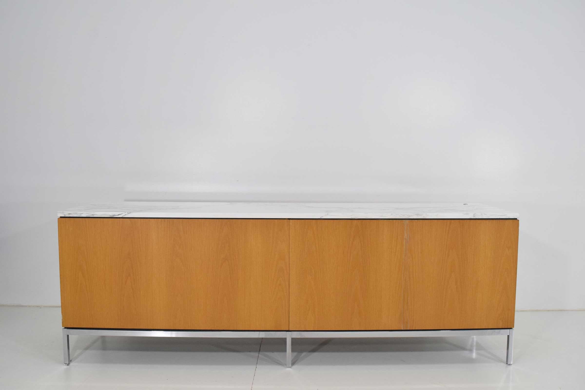 Florence Knoll Credenza in White Oak and Calacutta Marble 2