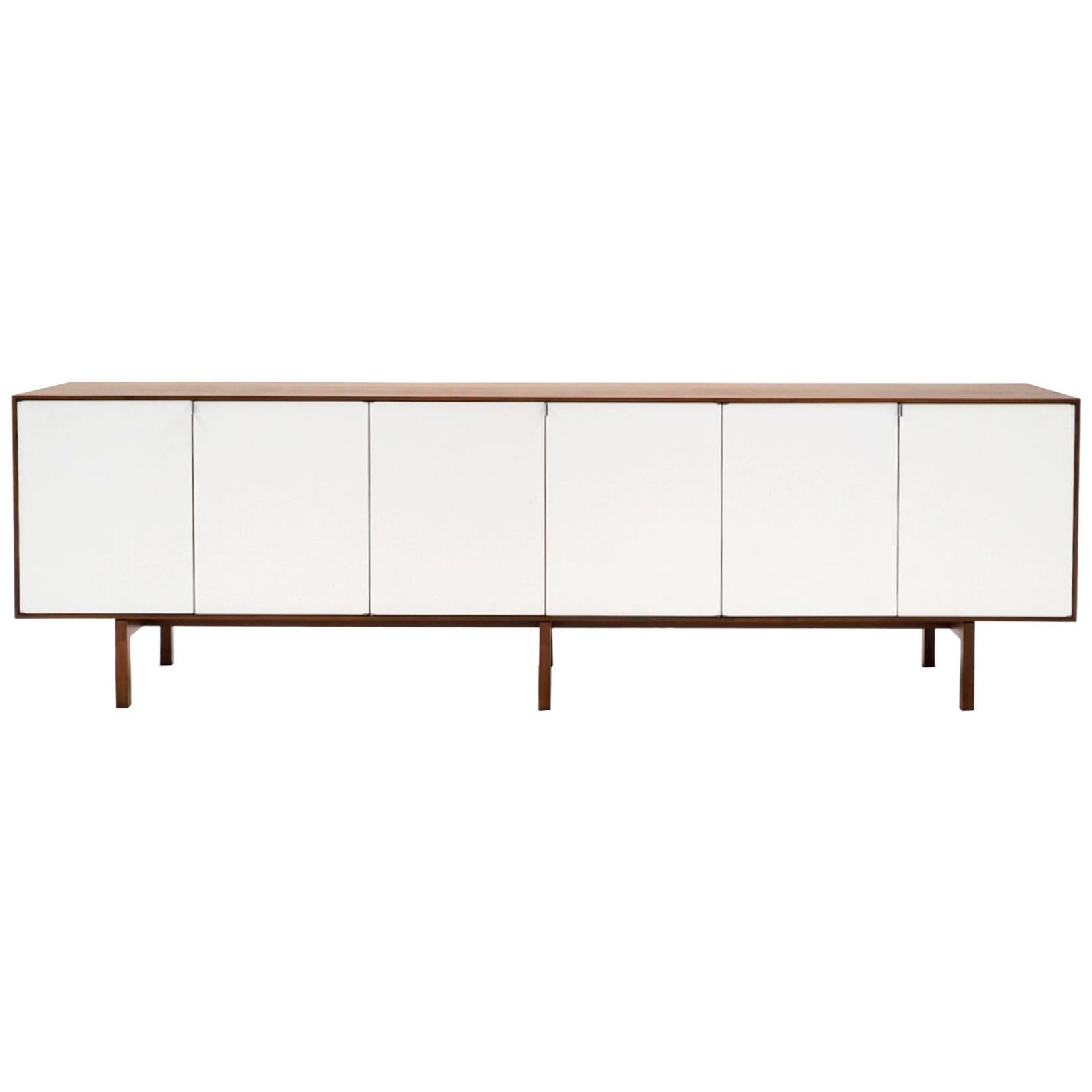 Florence Knoll Credenza, Rare Six Door, Walnut and White / Ivory, Rare, Signed
