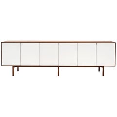 Florence Knoll Credenza, Rare Six Door, Walnut and White / Ivory, Rare, Signed