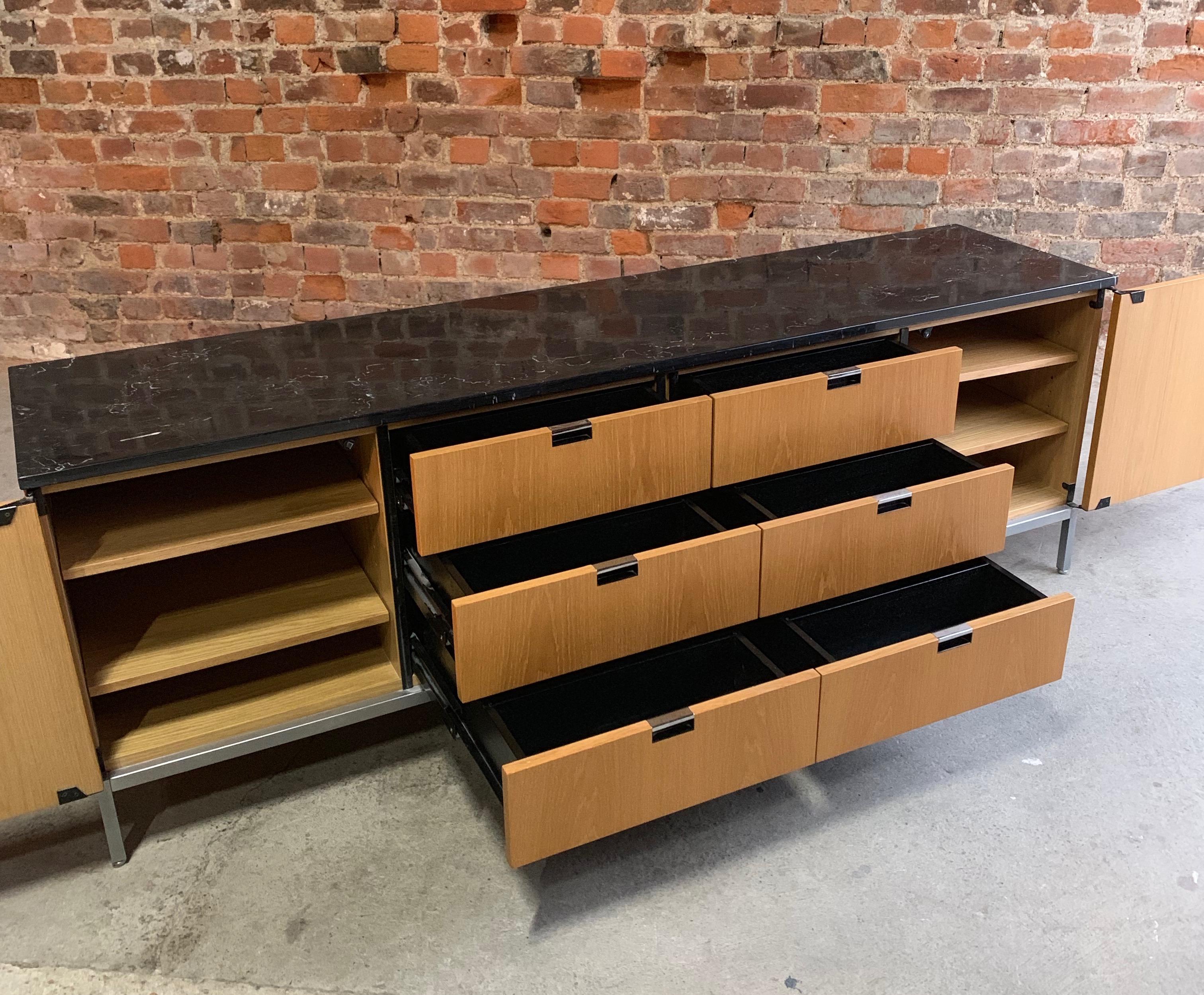 Florence Knoll Credenza Sideboard Oak and Nero Marquina Marble Original, 1970s 4