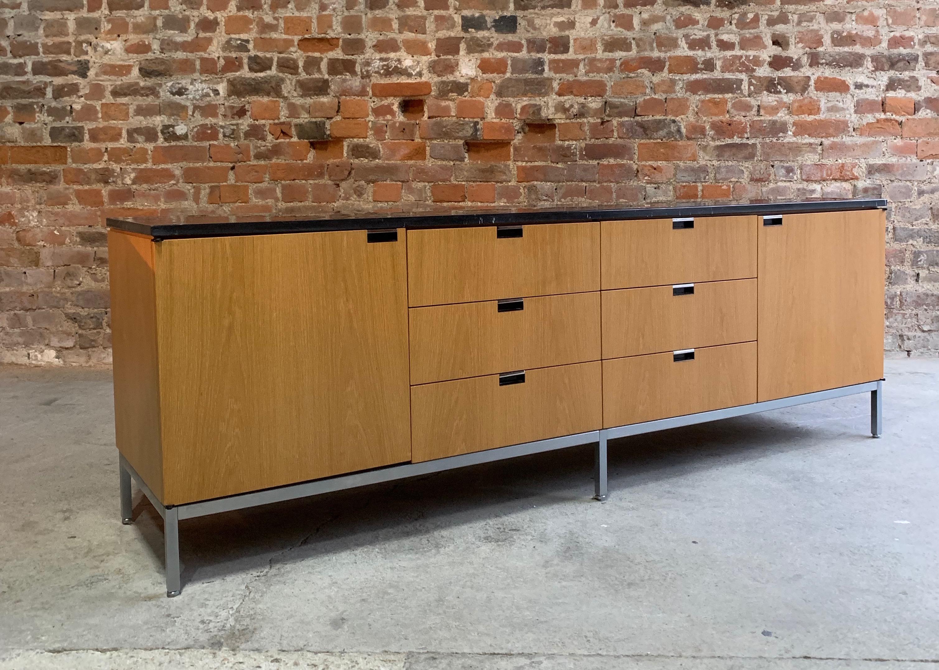 Florence Knoll Credenza Sideboard Oak and Nero Marquina Marble Original, 1970s 5