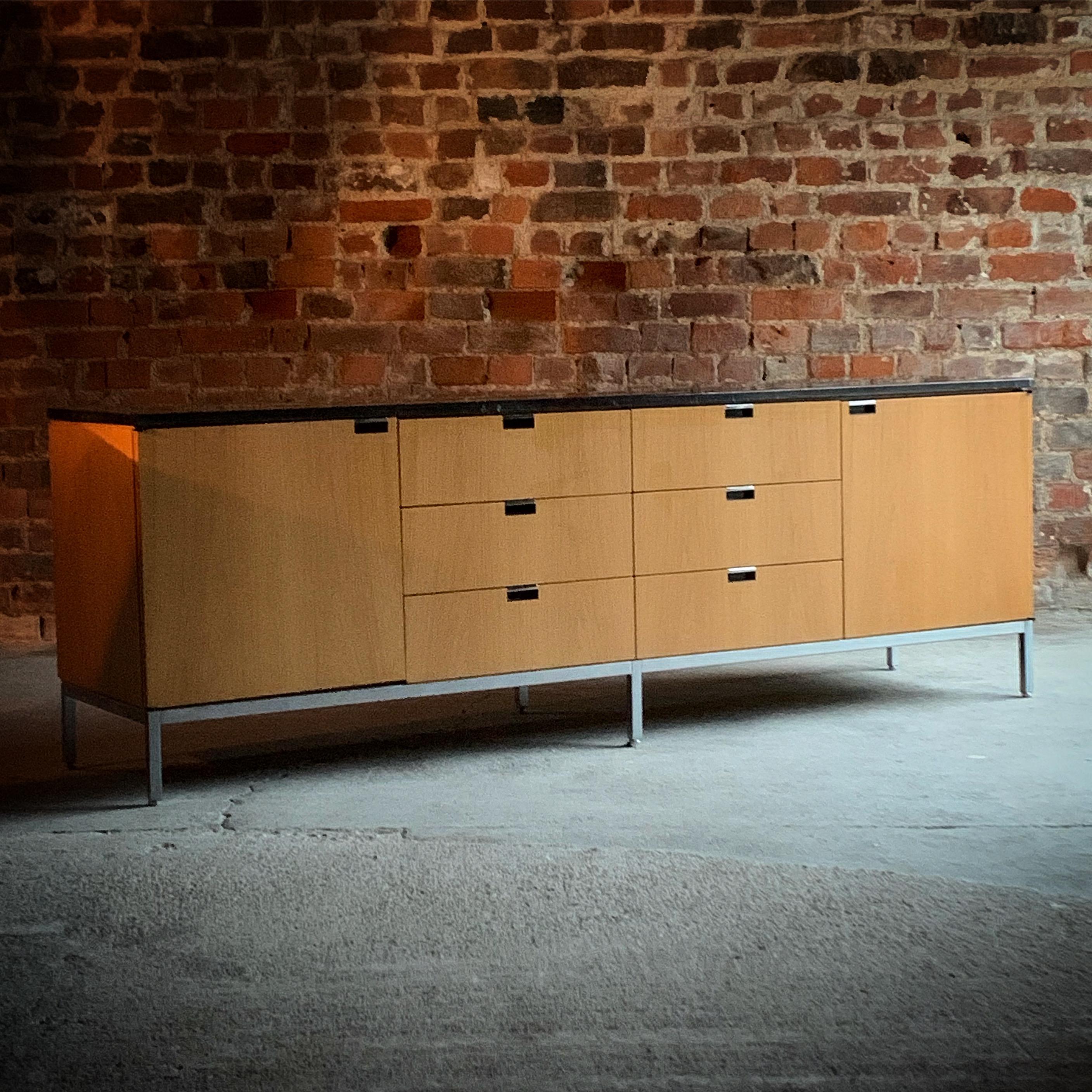 Florence Knoll Credenza Sideboard Oak and Nero Marquina Marble Original, 1970s 8