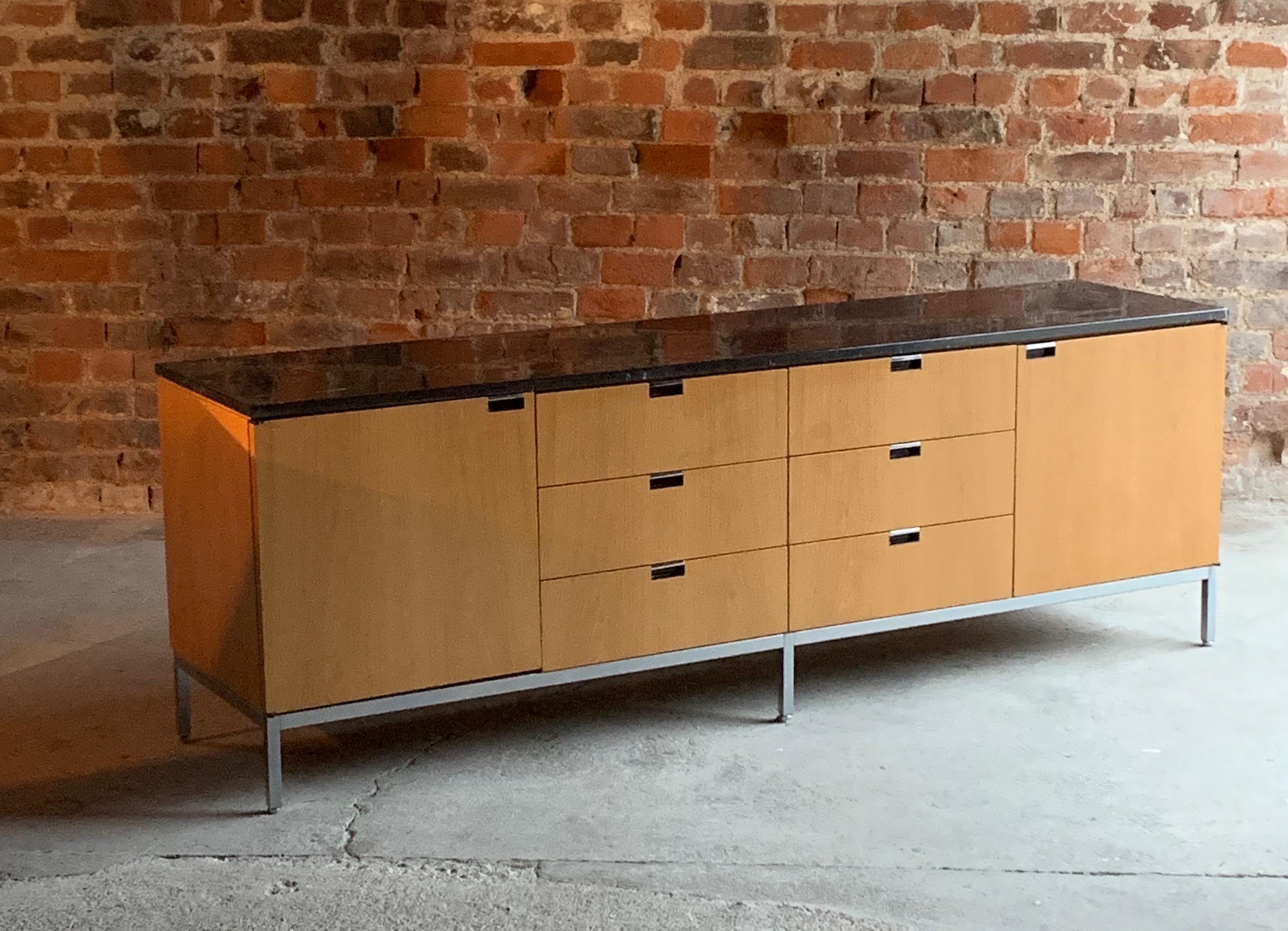 Florence Knoll Credenza Sideboard Oak and Nero Marquina Marble Original, 1970s 9