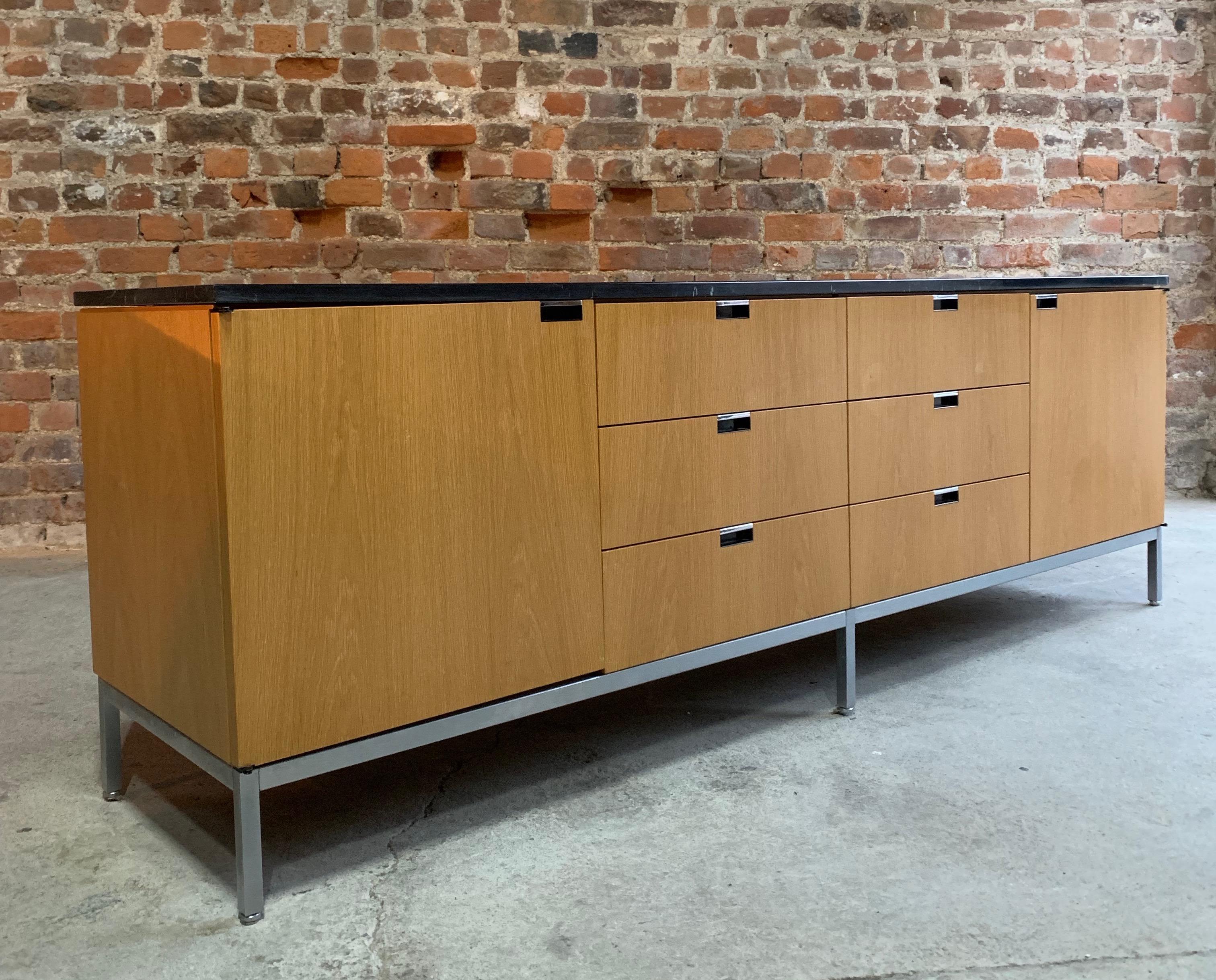 Florence Knoll Credenza Sideboard Oak and Nero Marquina Marble Original, 1970s 2