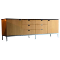 Florence Knoll Credenza Sideboard Oak and Nero Marquina Marble Original, 1970s