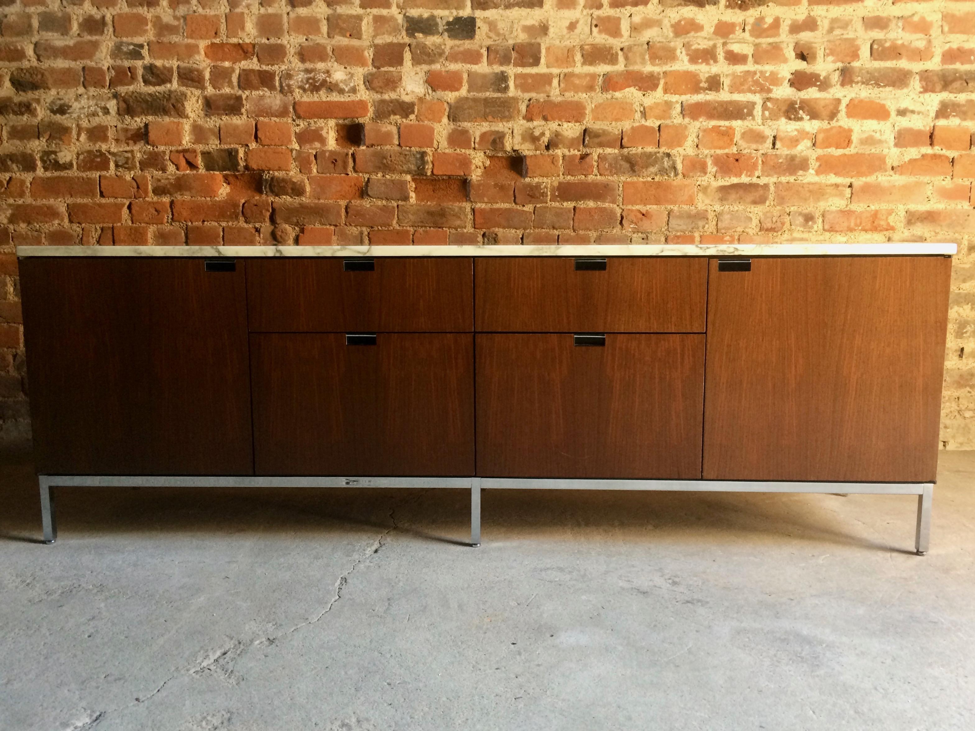 Florence Knoll Credenza Sideboard Walnut & Carrara Marble Original, 1970s 6