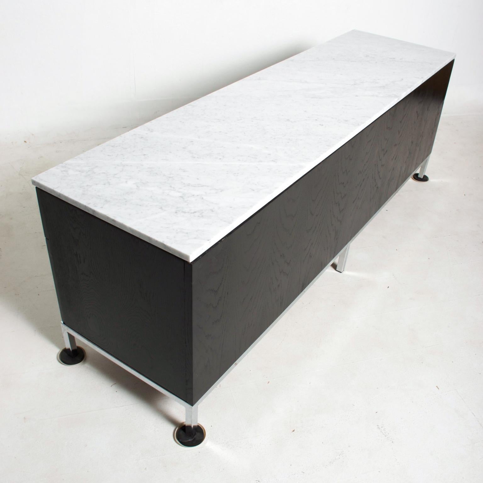 Florence Knoll Credenza with White Carrera Marble in Black Oak 2