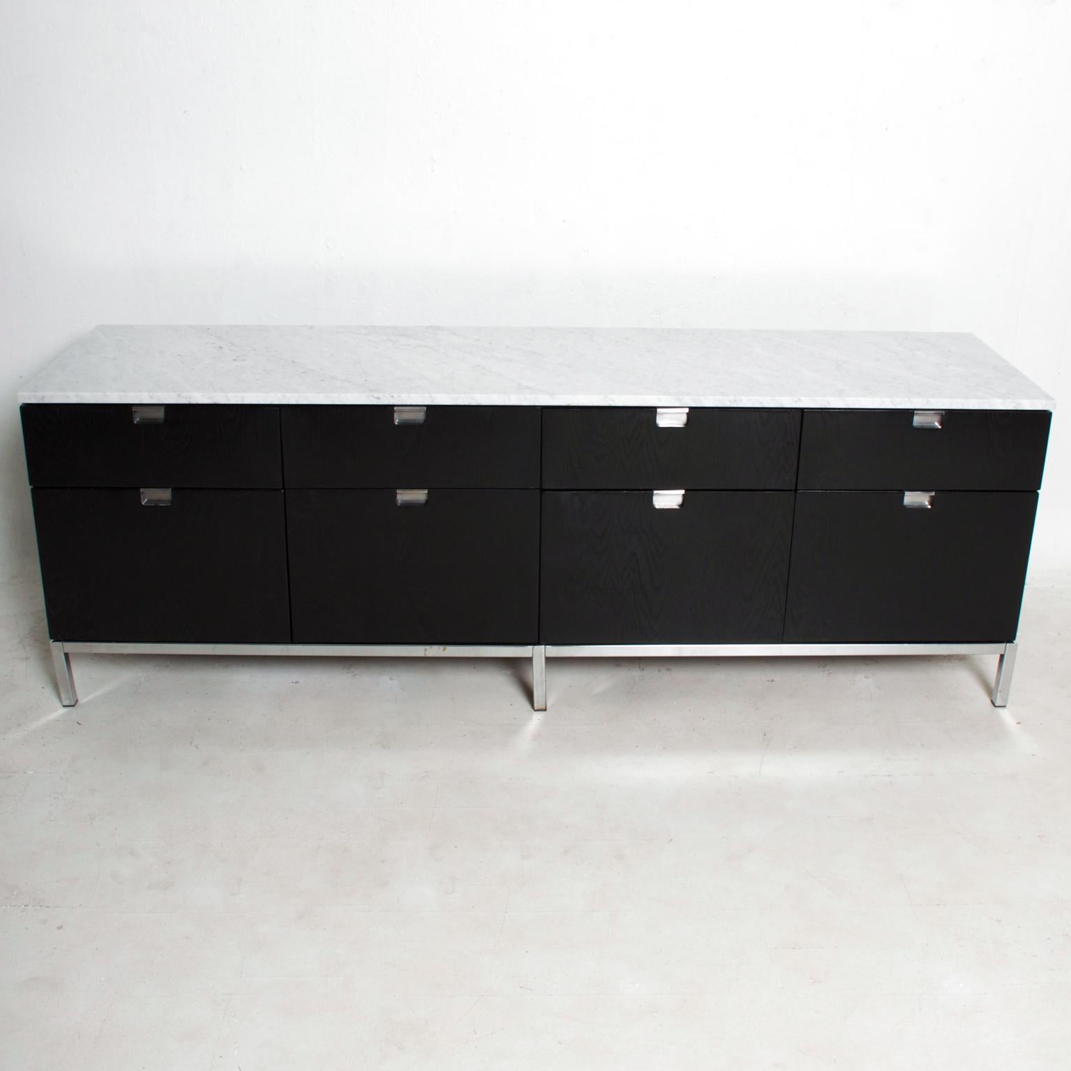 American Florence Knoll Credenza with White Carrera Marble in Black Oak