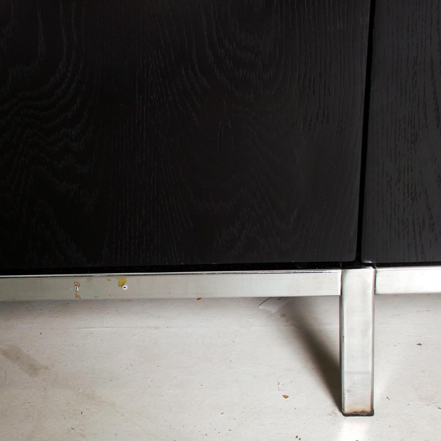 Wood Florence Knoll Credenza with White Carrera Marble in Black Oak