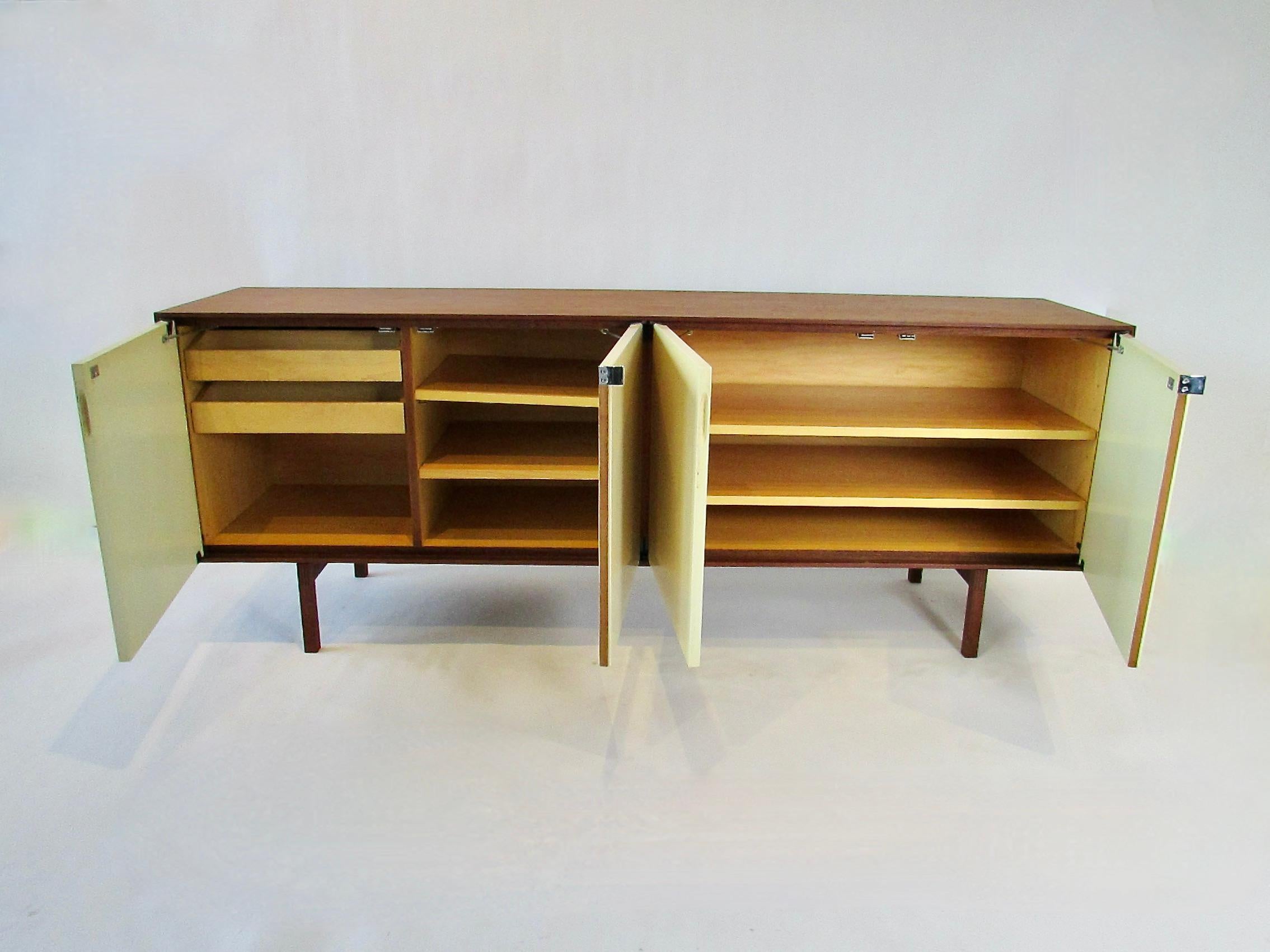 Wood Florence Knoll designed four door credenza for Knoll For Sale
