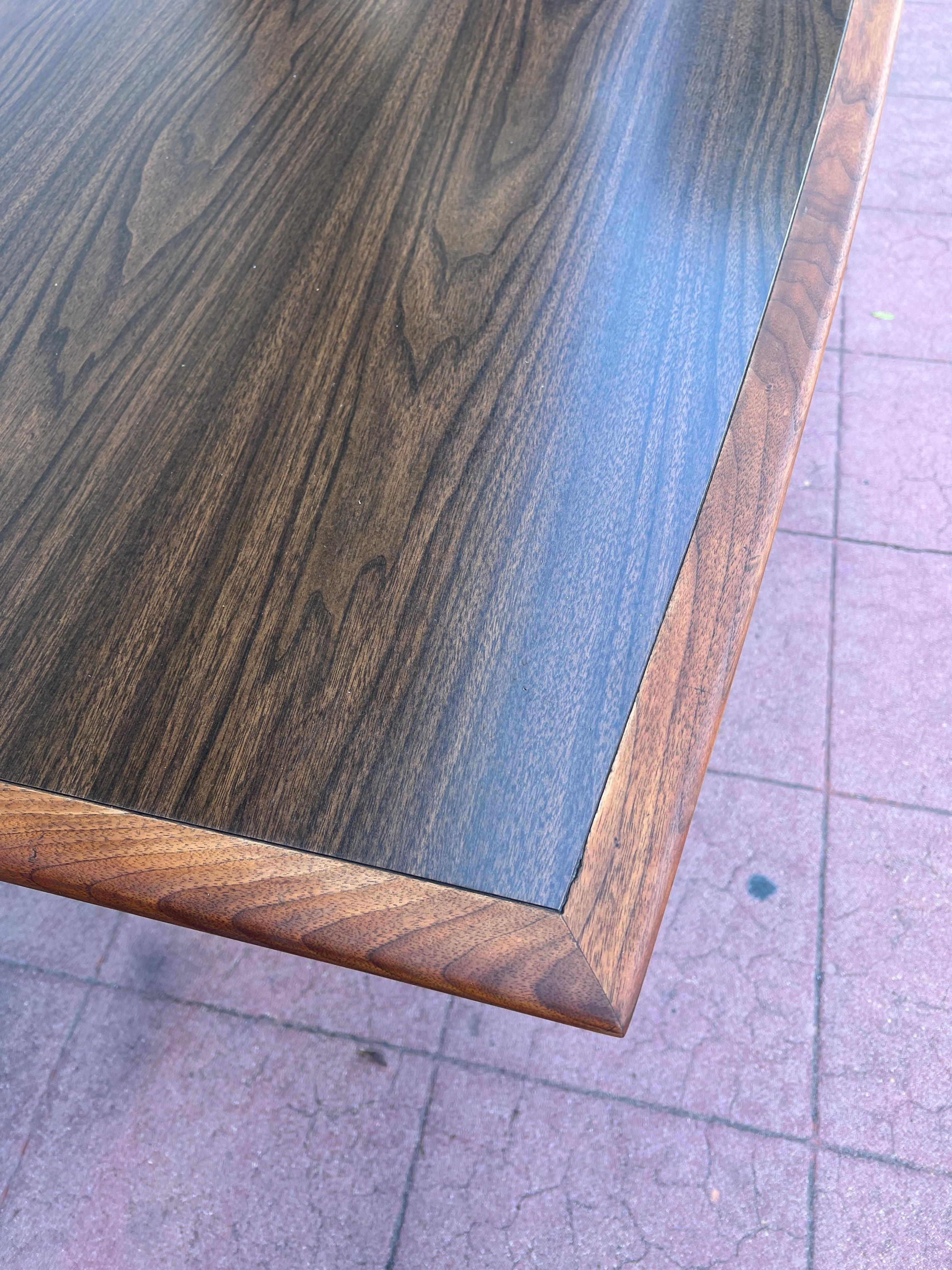 Florence Knoll Dining Conference Desk Table Bronze Star Base X Large & Walnut For Sale 3