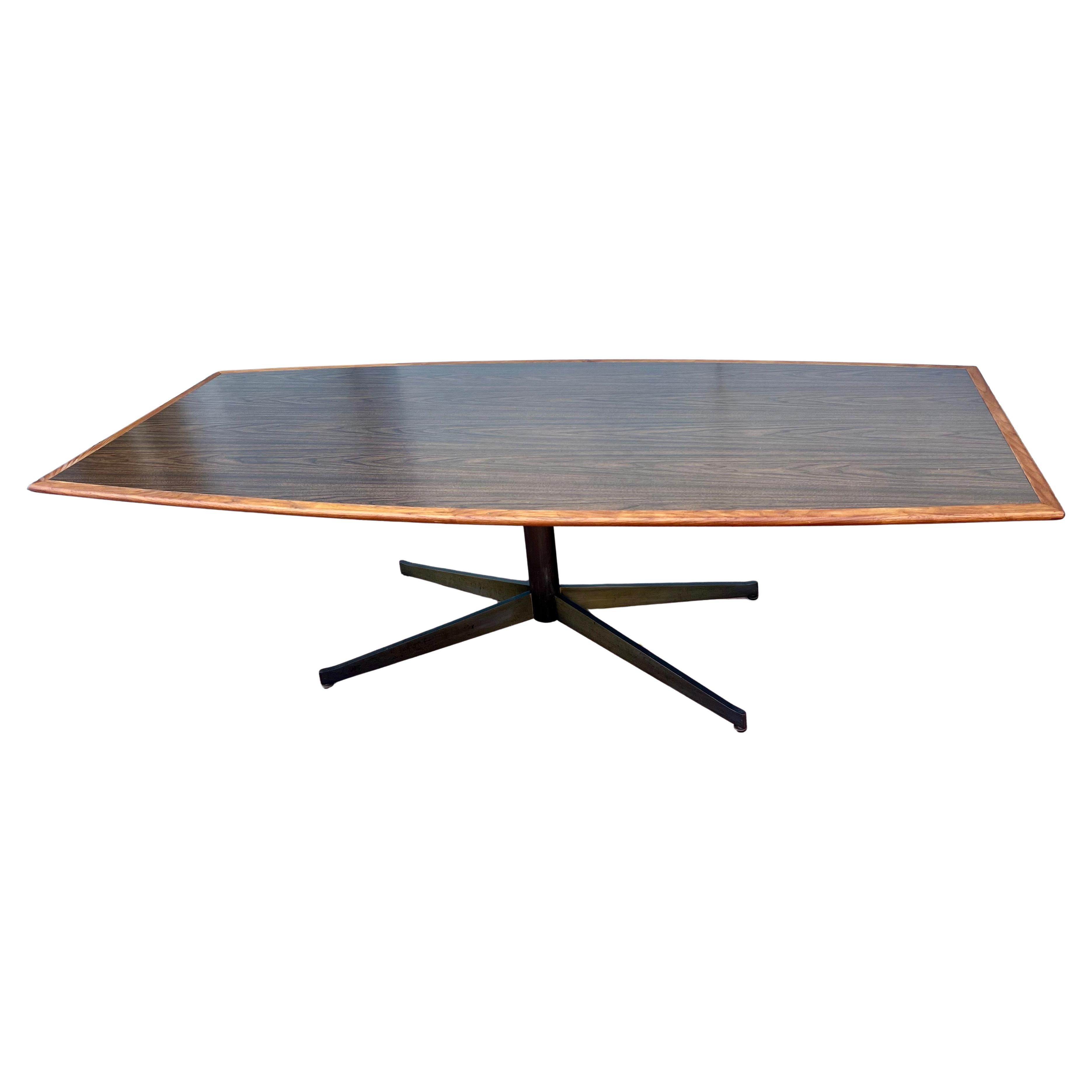 American Florence Knoll Dining Conference Desk Table Bronze Star Base X Large & Walnut For Sale