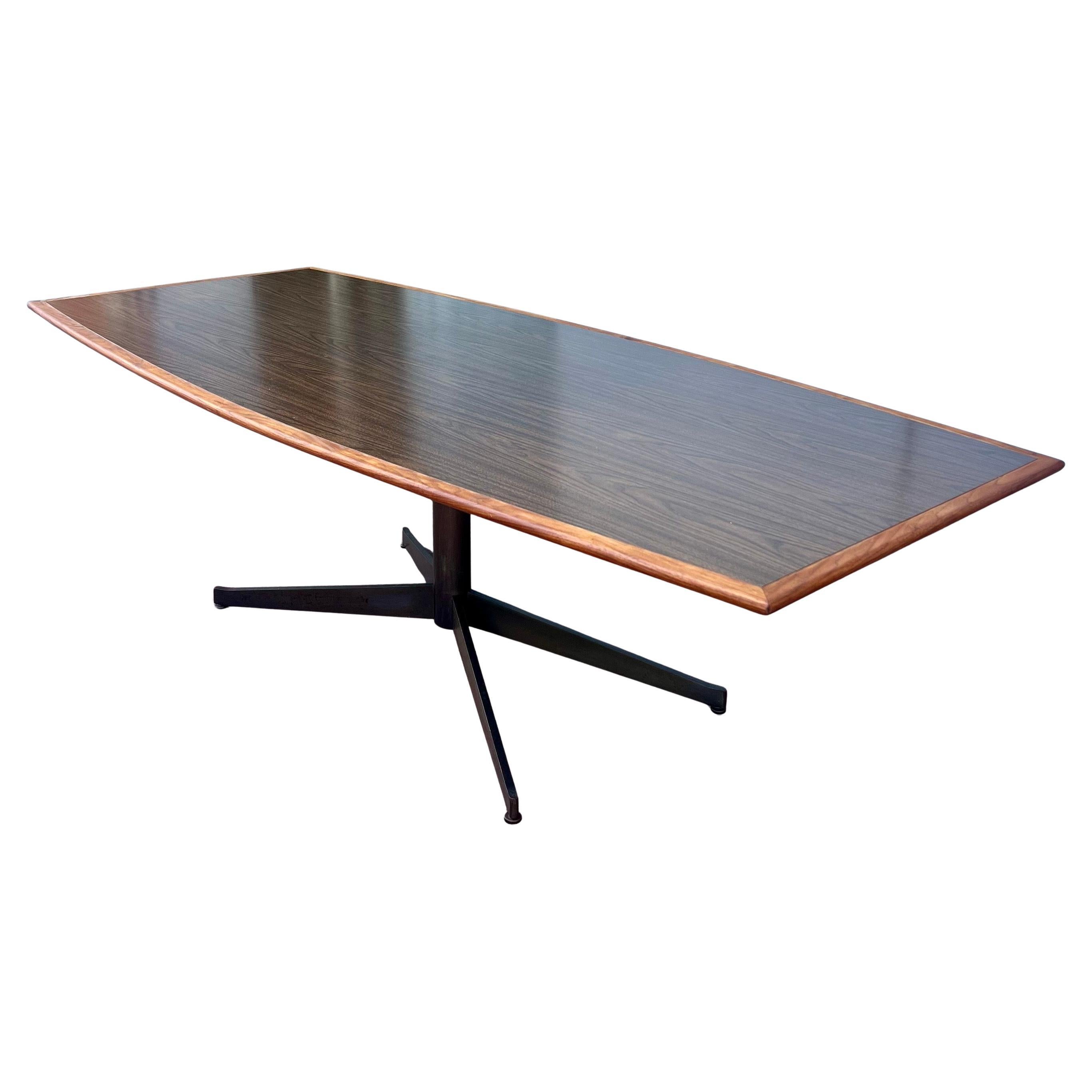 Florence Knoll Dining Conference Desk Table Bronze Star Base X Large & Walnut For Sale