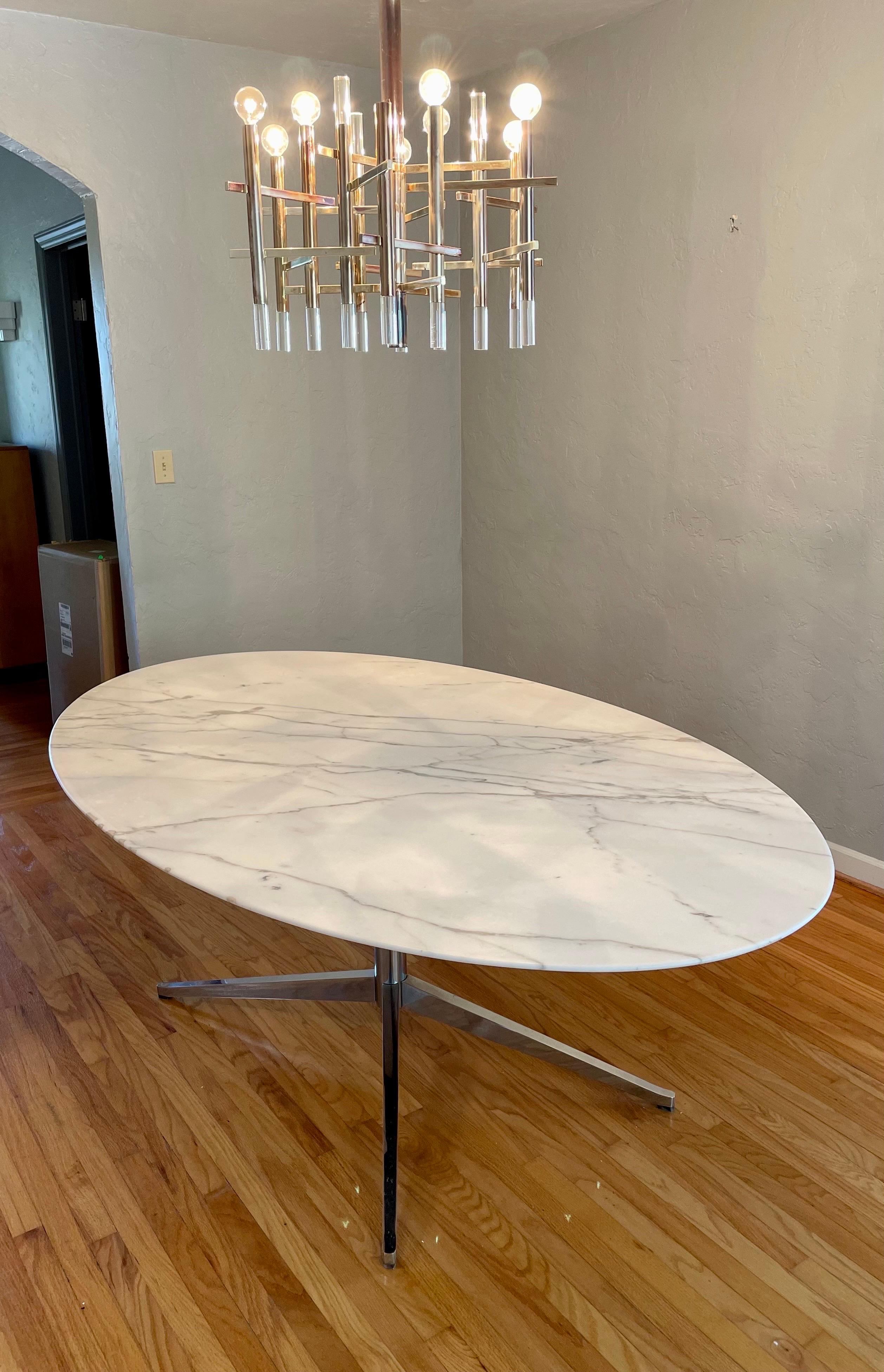American Florence Knoll Dining or Conference Desk Table Chrome Star Base & Marble Top