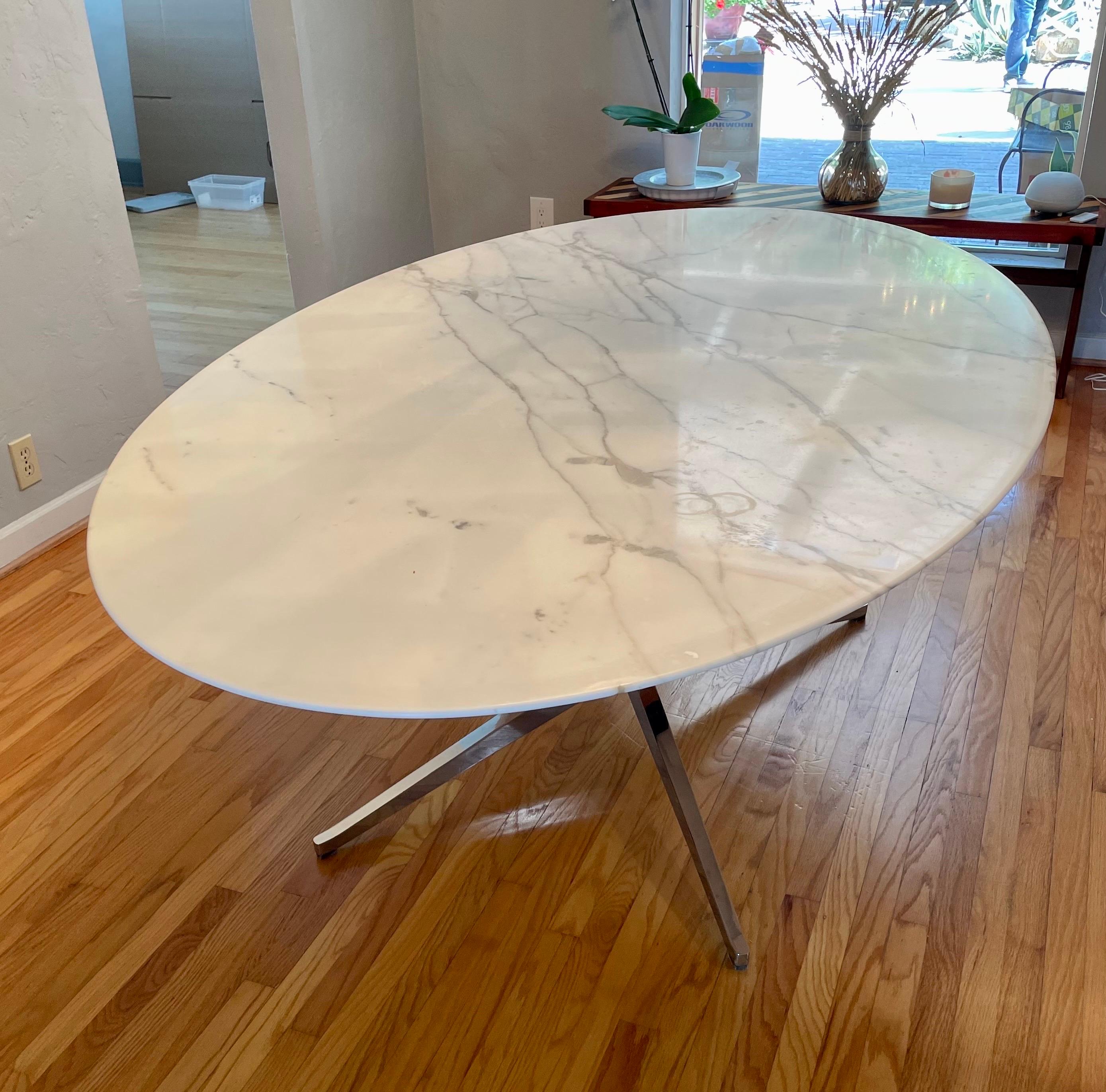 20th Century Florence Knoll Dining or Conference Desk Table Chrome Star Base & Marble Top