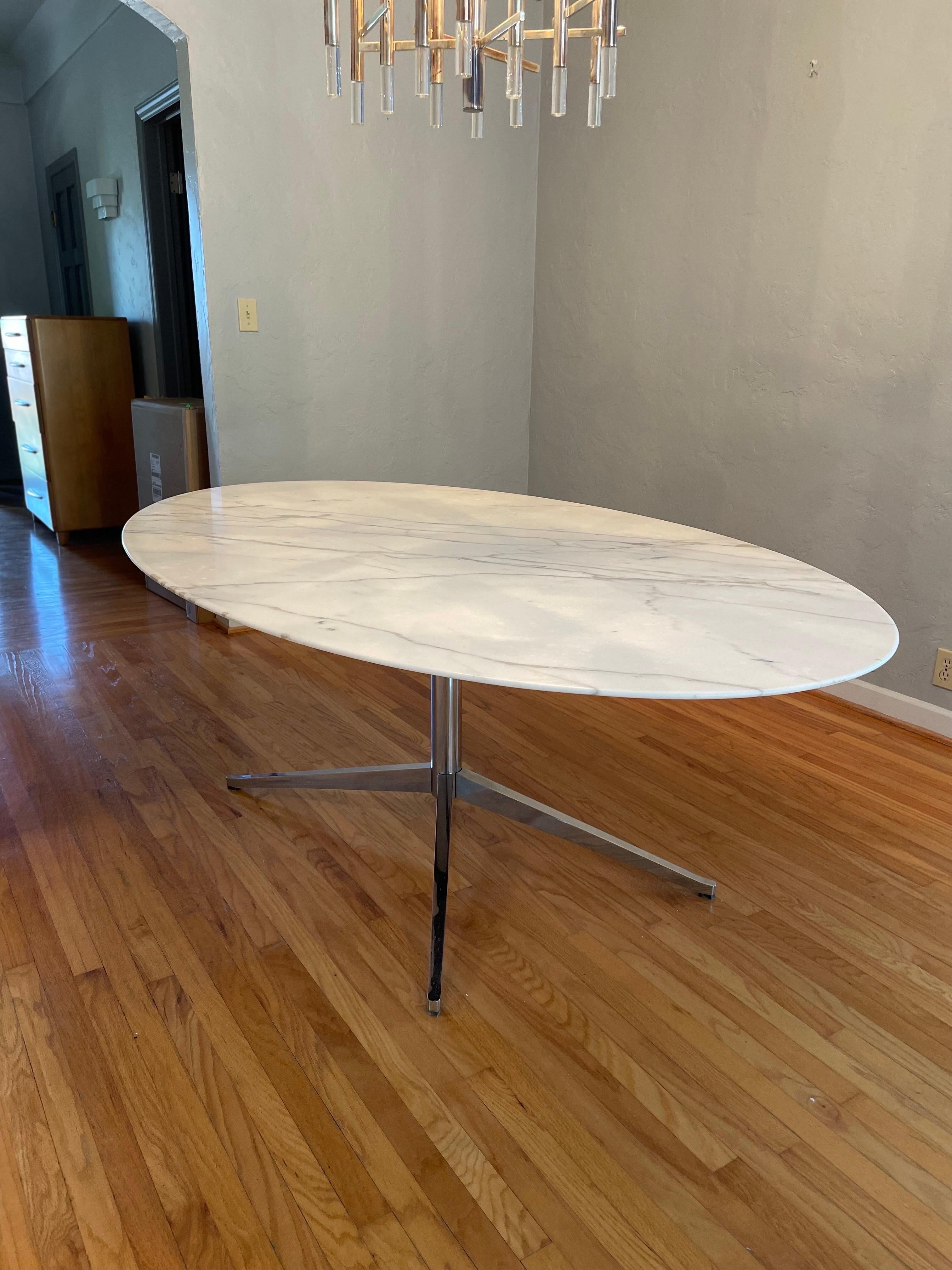 Florence Knoll Dining or Conference Desk Table Chrome Star Base & Marble Top 1