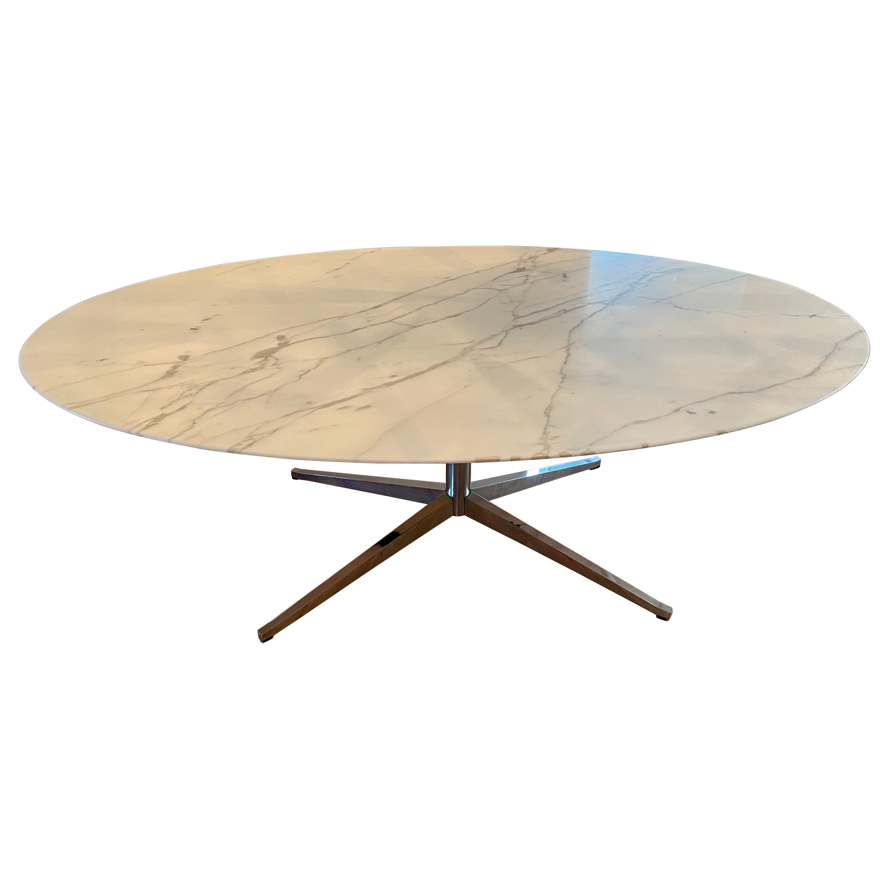 Florence Knoll Dining or Conference Desk Table Chrome Star Base 
Marble Top