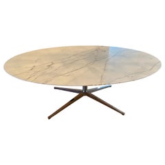 Florence Knoll Dining or Conference Desk Table Chrome Star Base & Marble Top