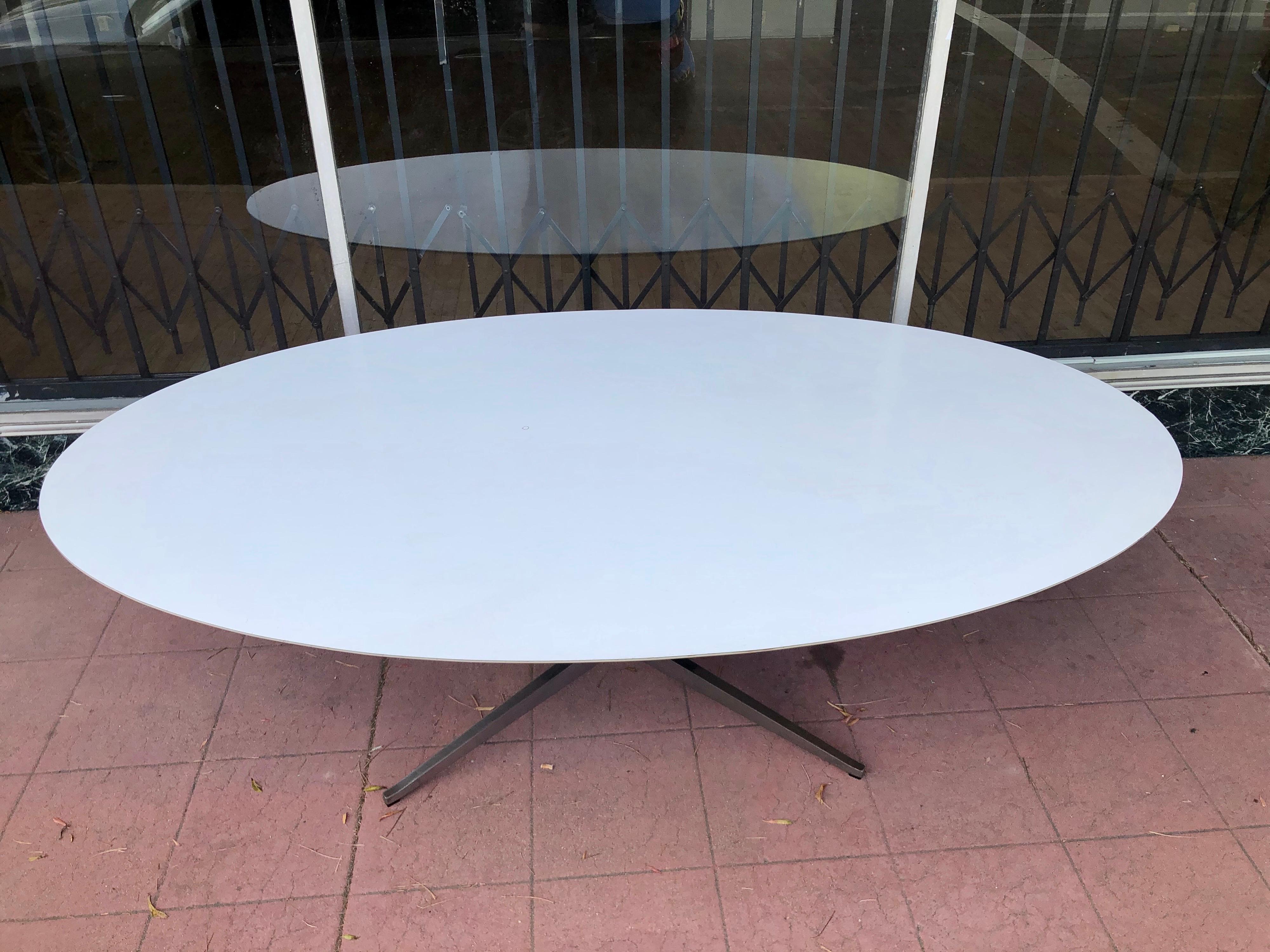 Mid-Century Modern Florence Knoll Dining or Conference Desk Table Chrome Star Base X Large