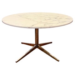 Florence Knoll Dining Round Table Chrome Star Base & Marble Top