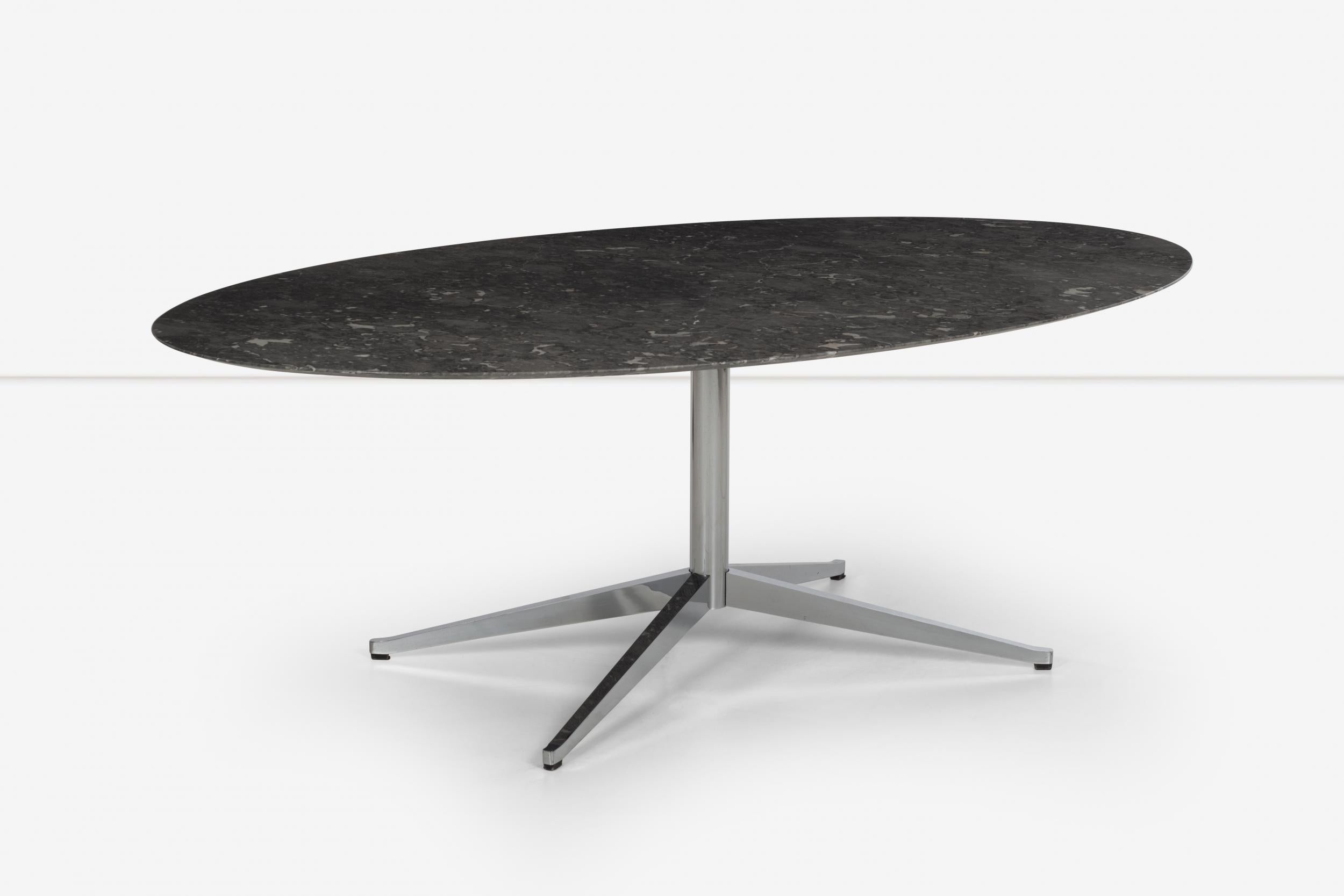 Mid-Century Modern Florence Knoll Dining Table or Desk in Grigio Marquina Satin Finish For Sale