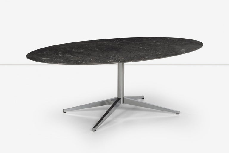 Polished Florence Knoll Dining Table or Desk in Grigio Marquina Satin Finish For Sale