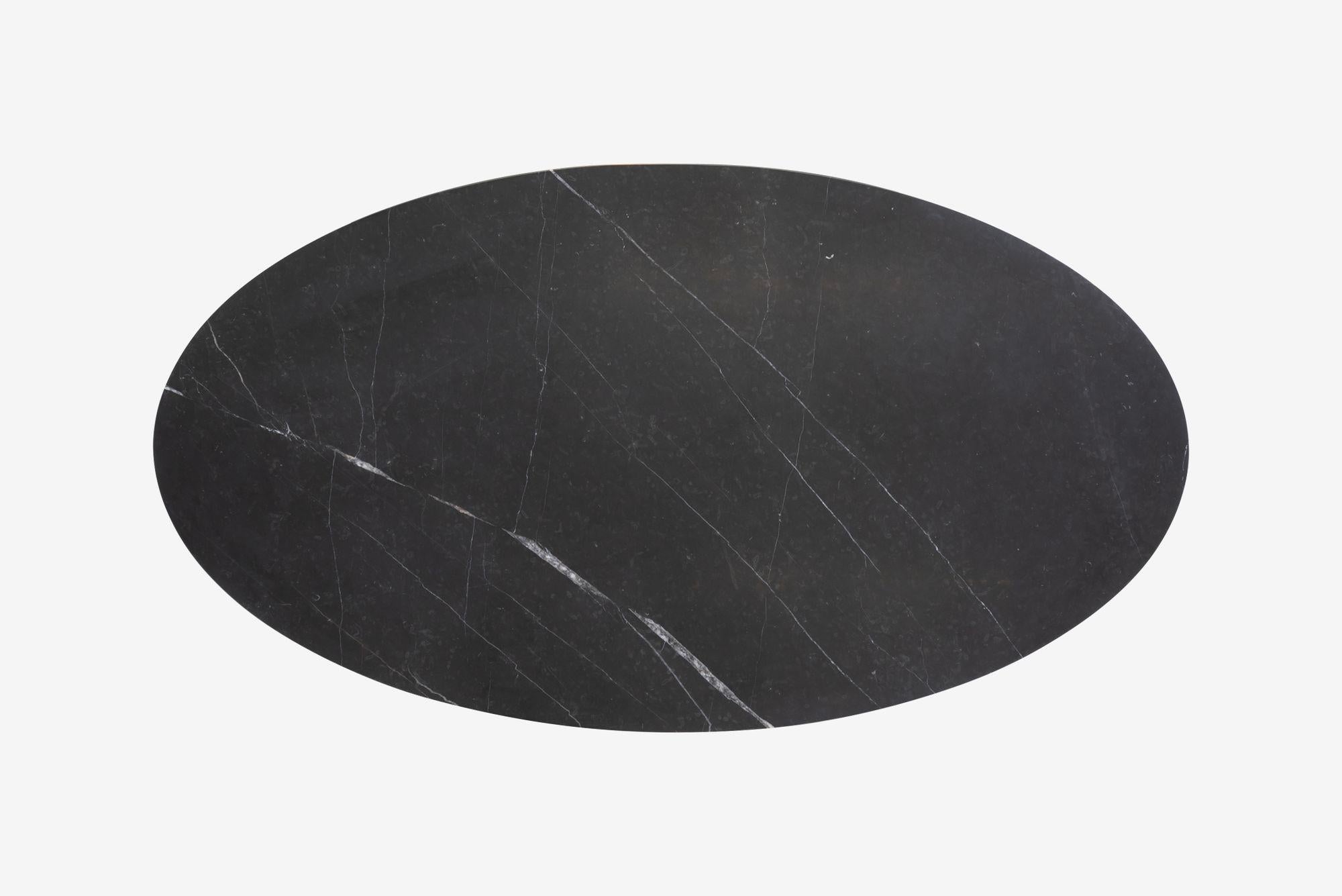 Plated Florence Knoll Dining Table or Desk - Oval in Nero Marquina Marble