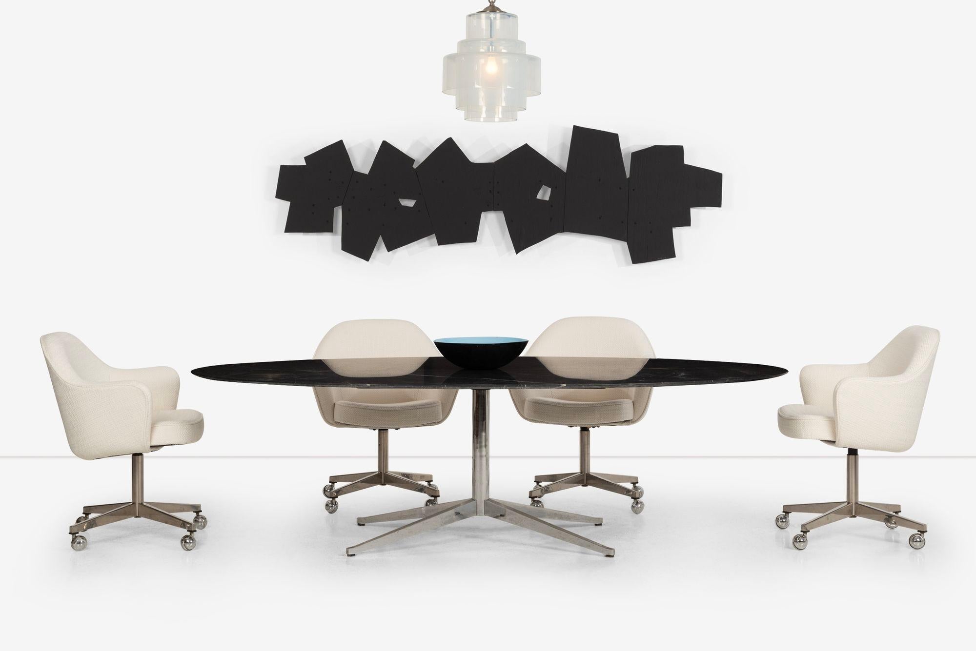 Steel Florence Knoll Dining Table or Desk - Oval in Nero Marquina Marble