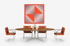 Florence Knoll Dining Table with Cherry Wood Beveled Edge Top