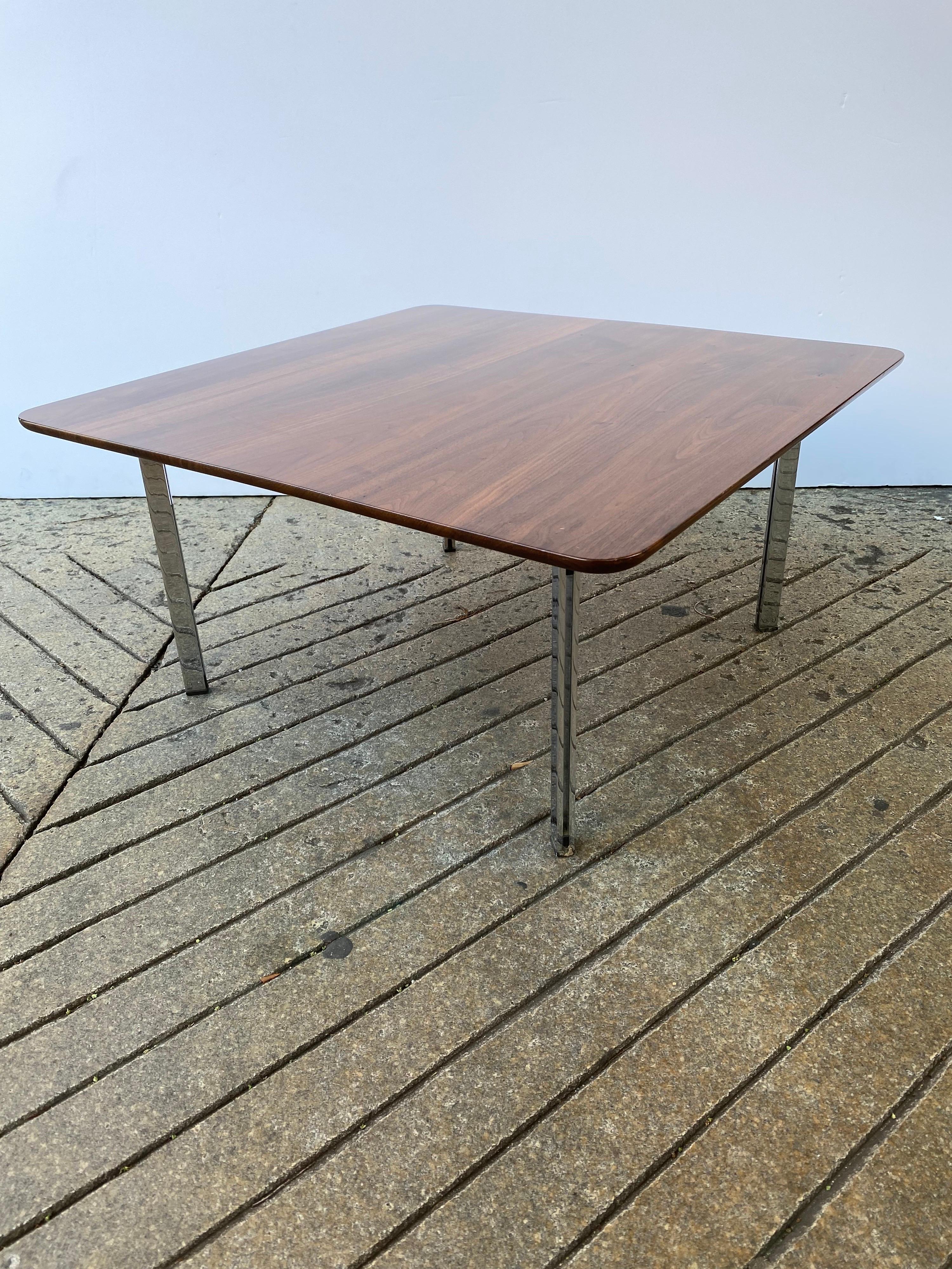 American Florence Knoll Double Bar Solid Walnut Coffee Table