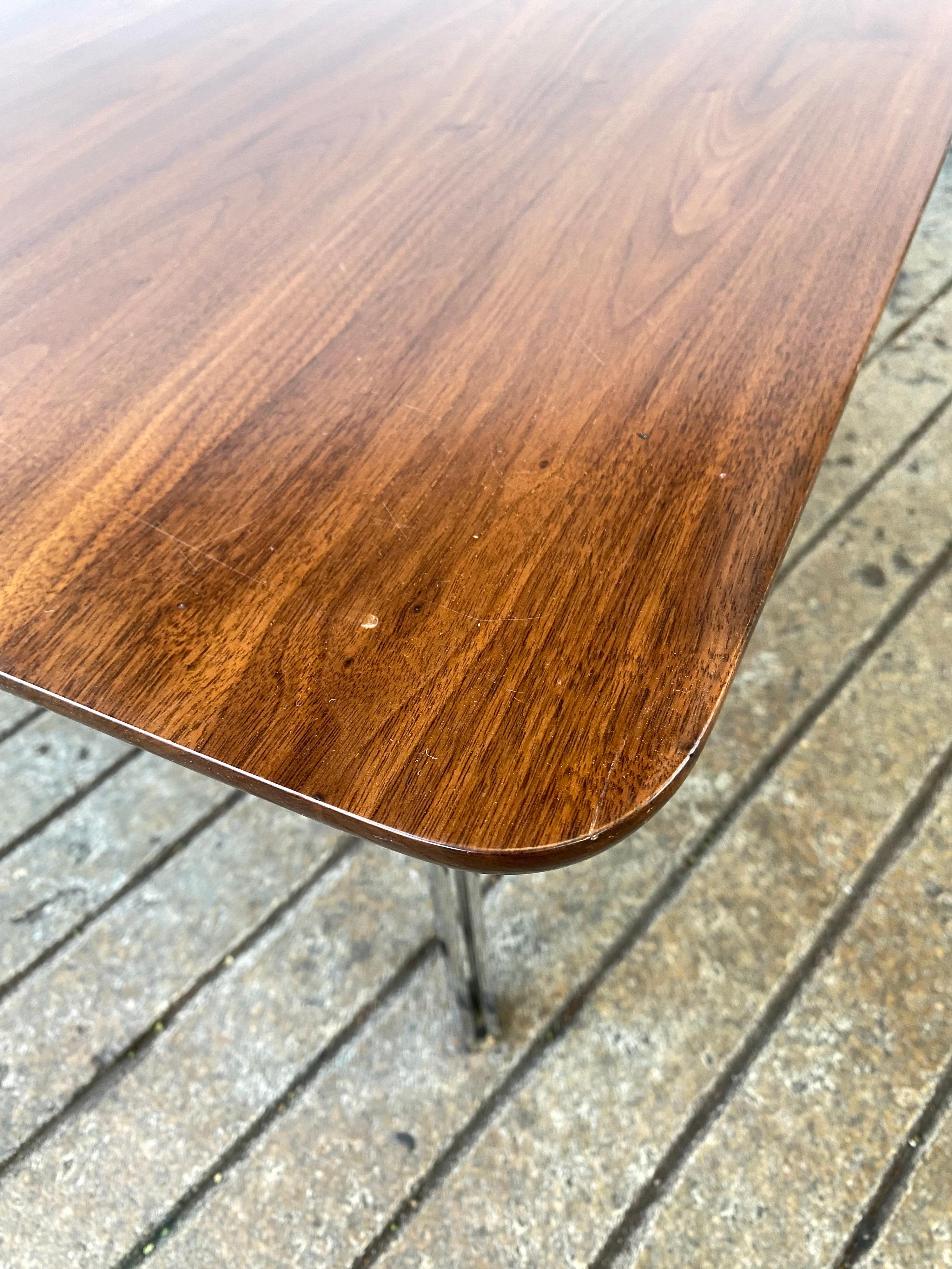 Mid-20th Century Florence Knoll Double Bar Solid Walnut Coffee Table