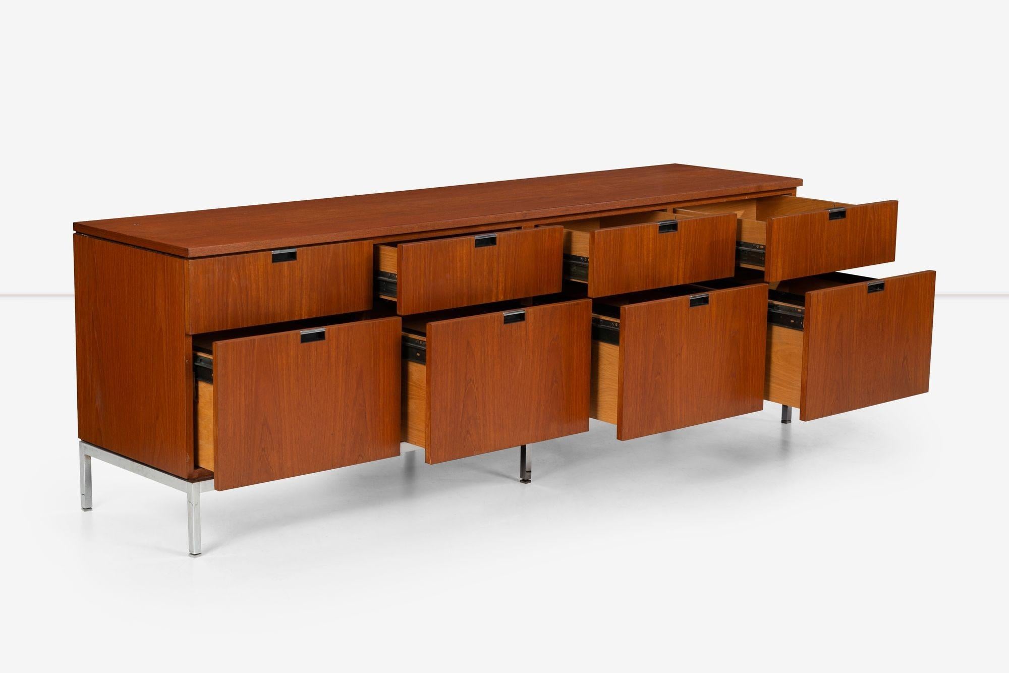Oiled Florence Knoll Eight-Drawer Credenza in Teakwood For Sale