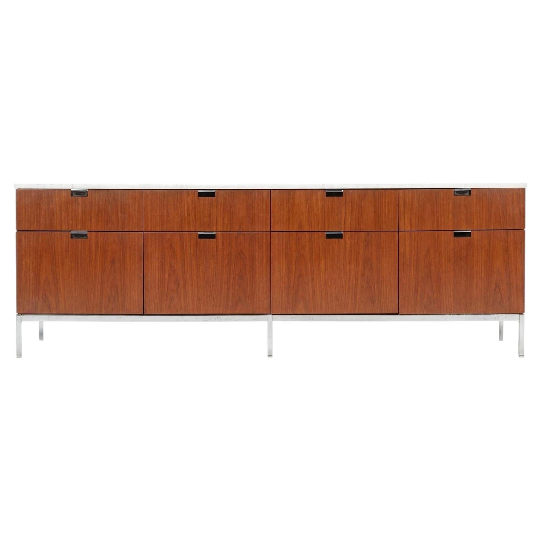 Florence Knoll Eight-Drawer Credenza Teakwood and Marble 1973