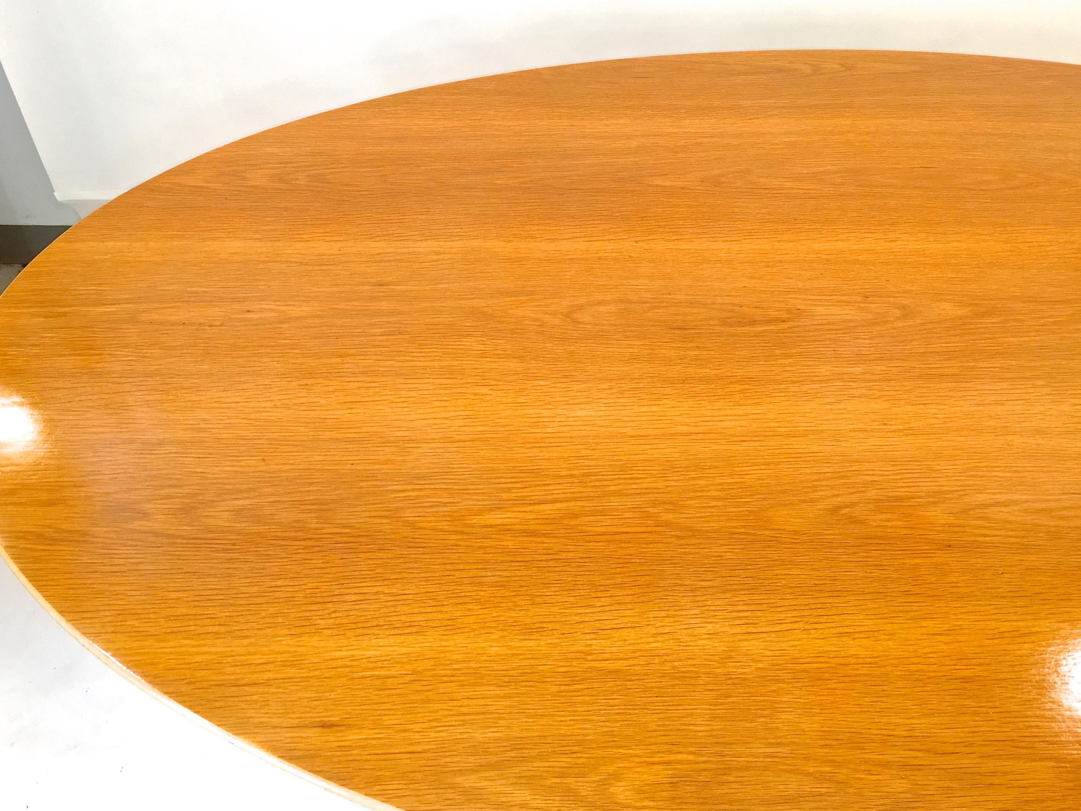 Florence Knoll Elliptical Oval Oak Table on Chrome X Base 2