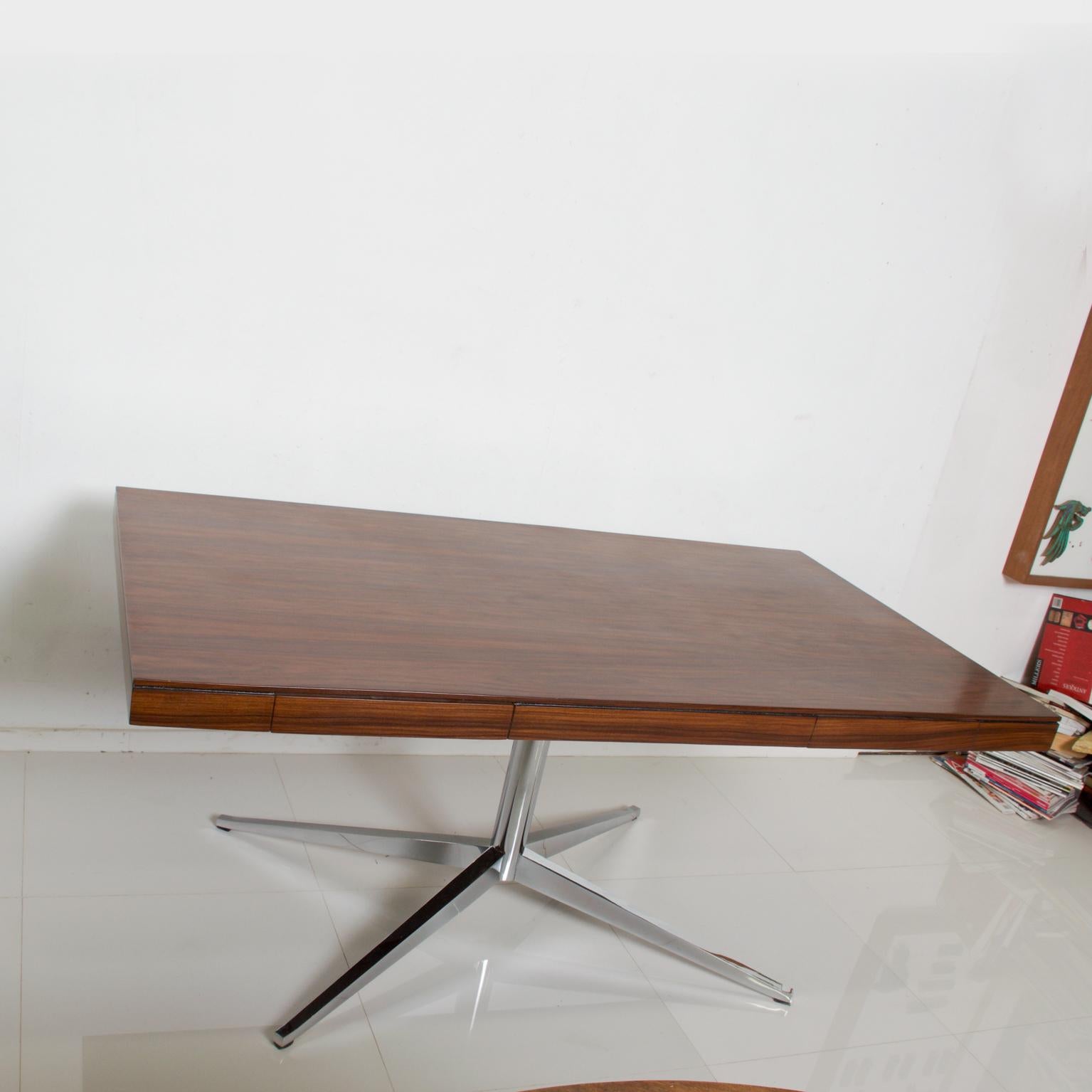Florence KNOLL Executive Partners DESK Rosewood w/ Chrome Legs Refined Classic 3