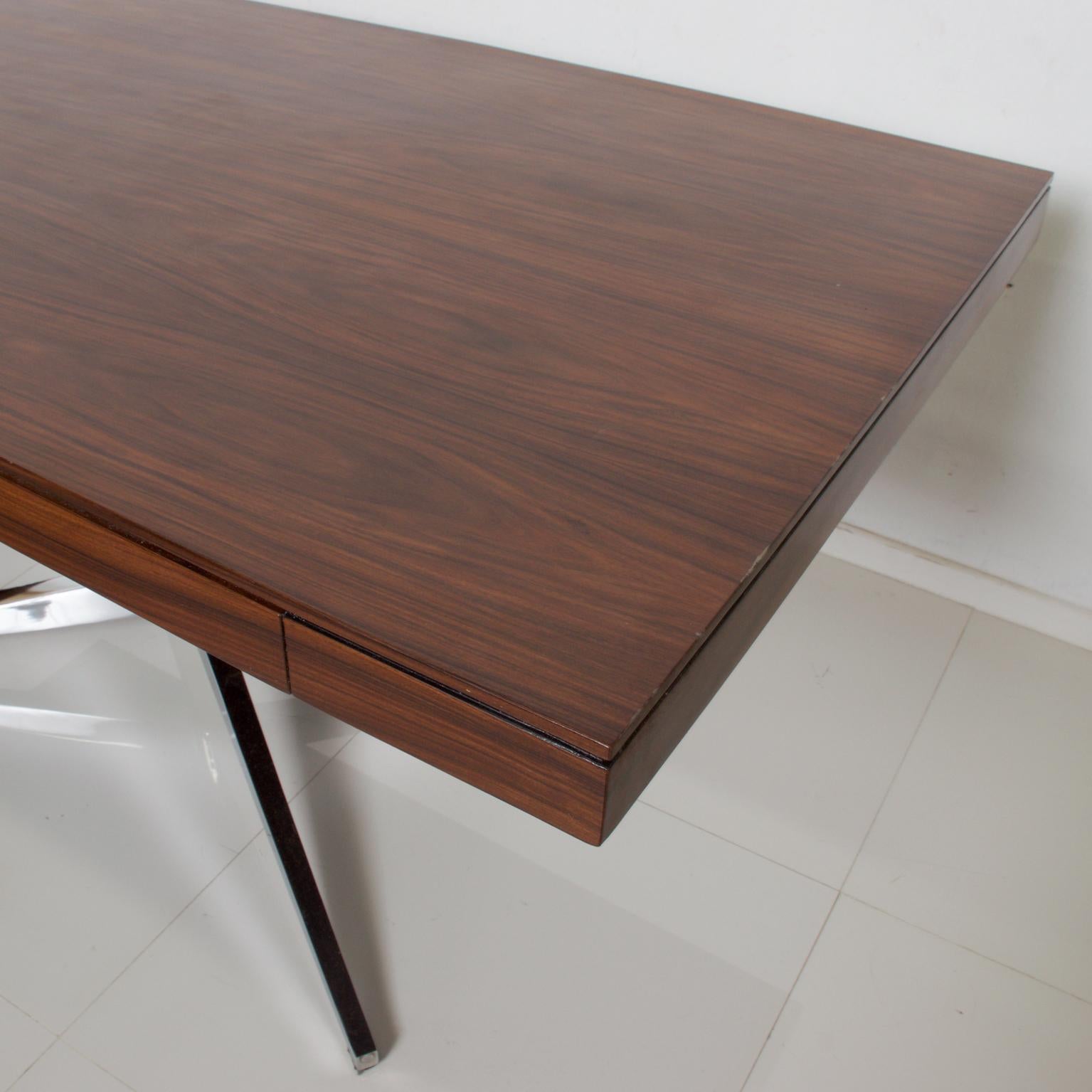American Florence KNOLL Executive Partners DESK Rosewood w/ Chrome Legs Refined Classic