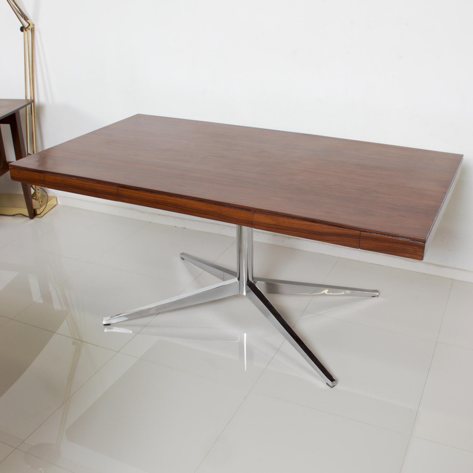 Florence KNOLL Executive Partners DESK Rosewood w/ Chrome Legs Refined Classic 2