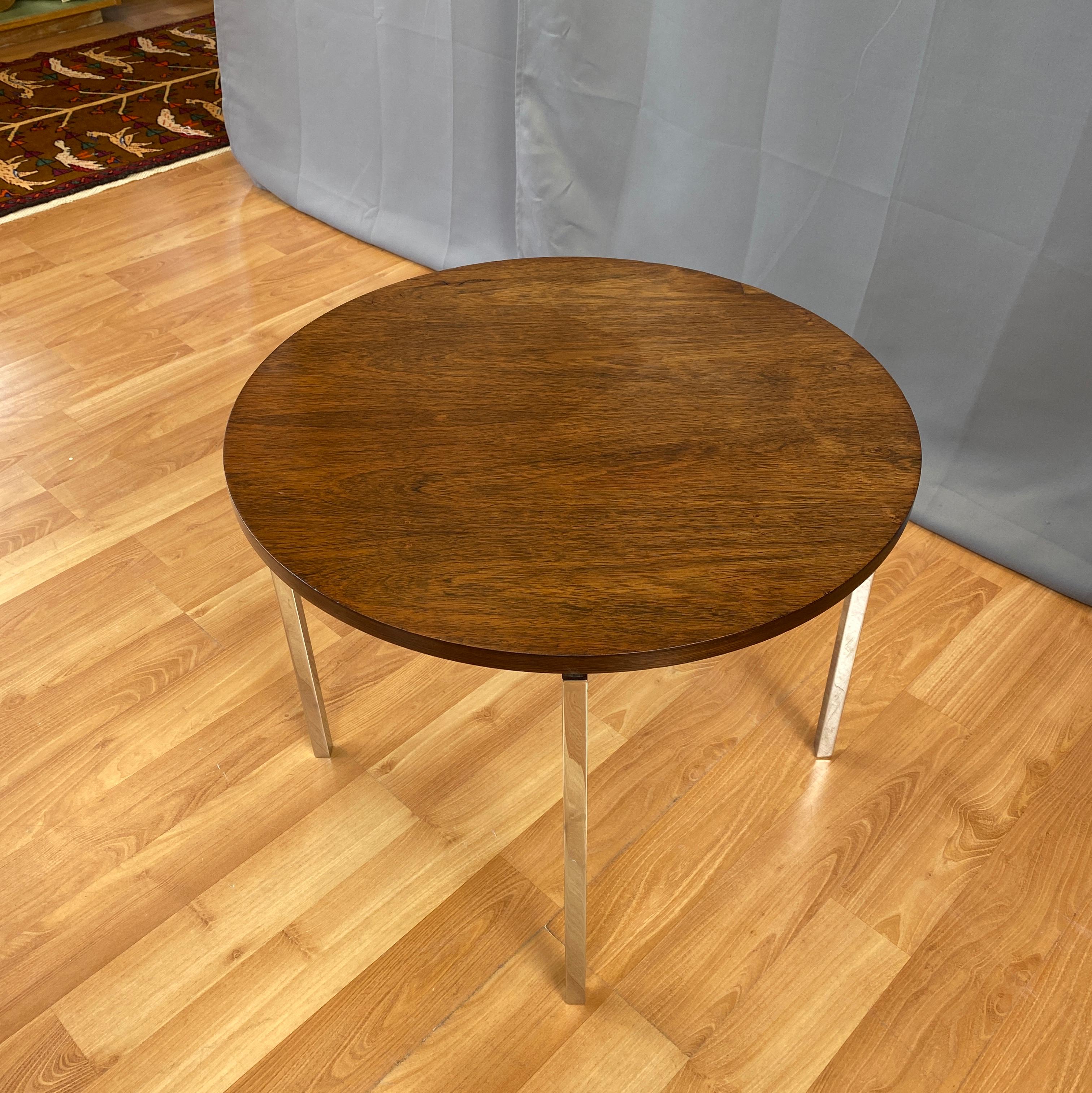 Florence Knoll for Knoll Associates Rosewood & Polished Nickel Round Side Table 6