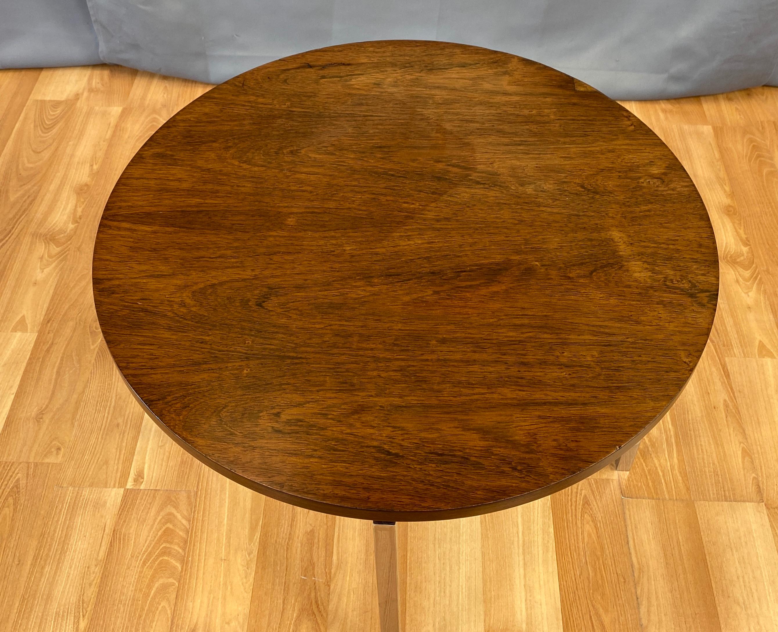 Mid-Century Modern Florence Knoll for Knoll Associates Rosewood & Polished Nickel Round Side Table
