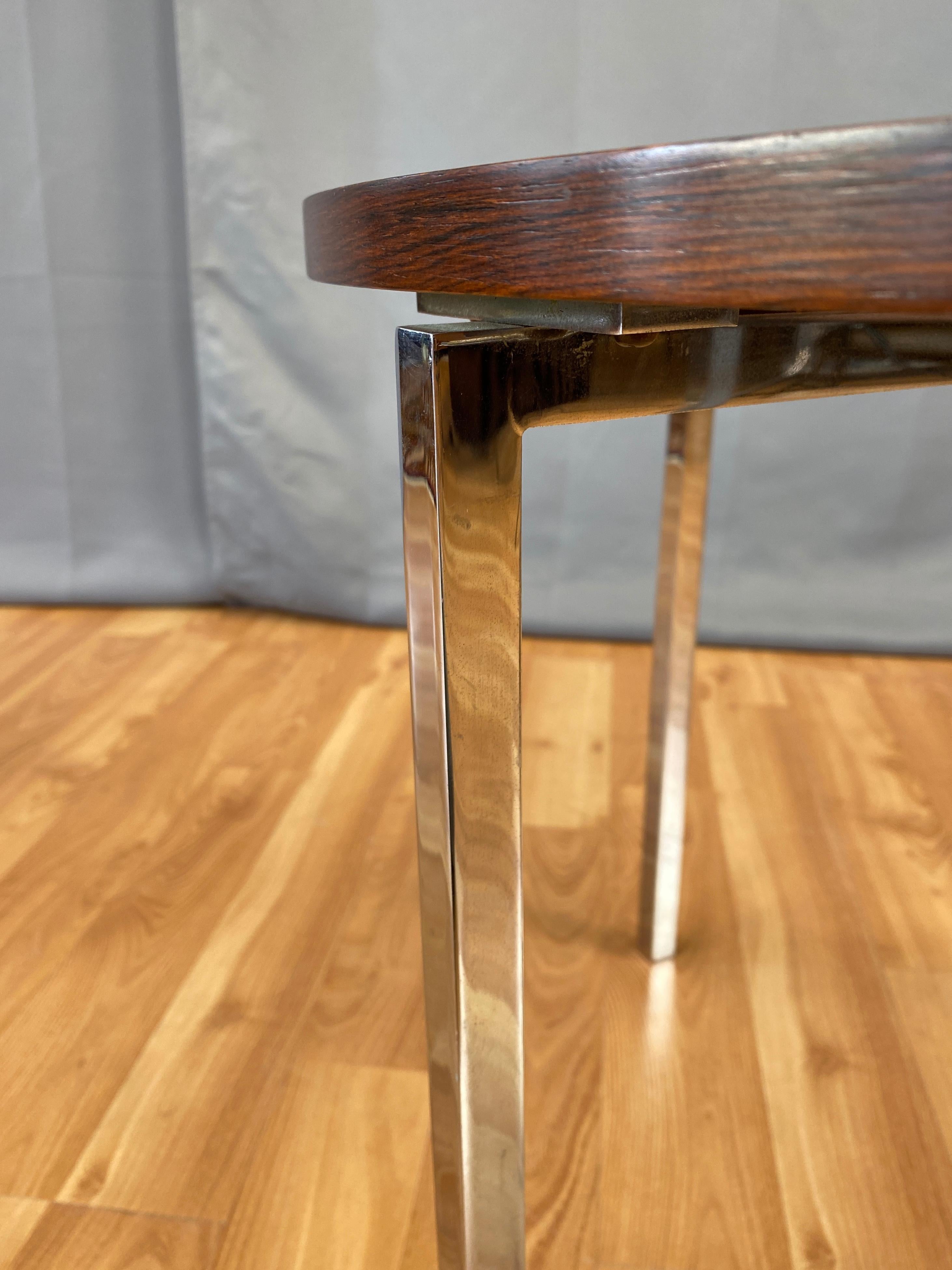 Mid-20th Century Florence Knoll for Knoll Associates Rosewood & Polished Nickel Round Side Table