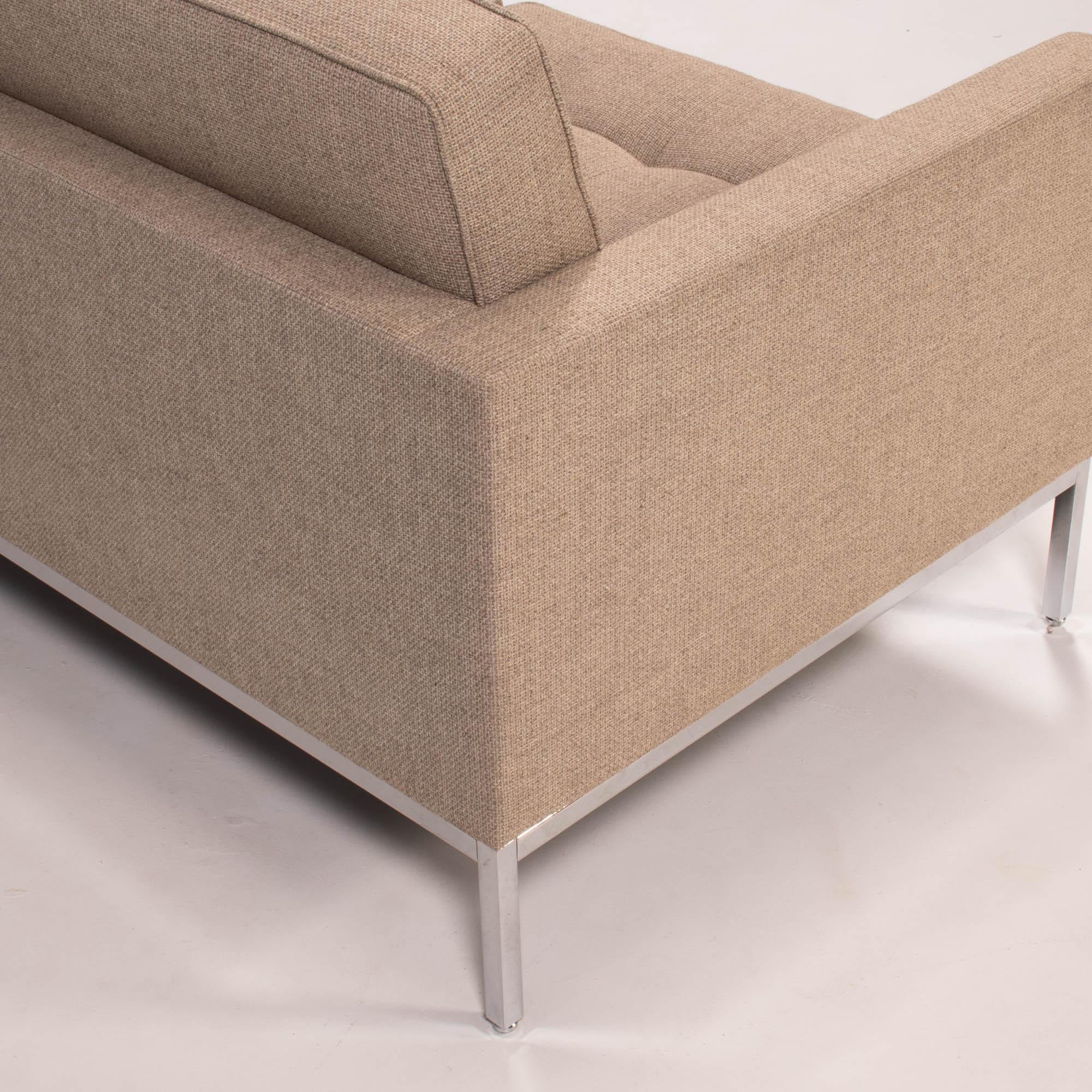 Contemporary Florence Knoll for Knoll Beige Fabric Relaxed Three Seater Sofa
