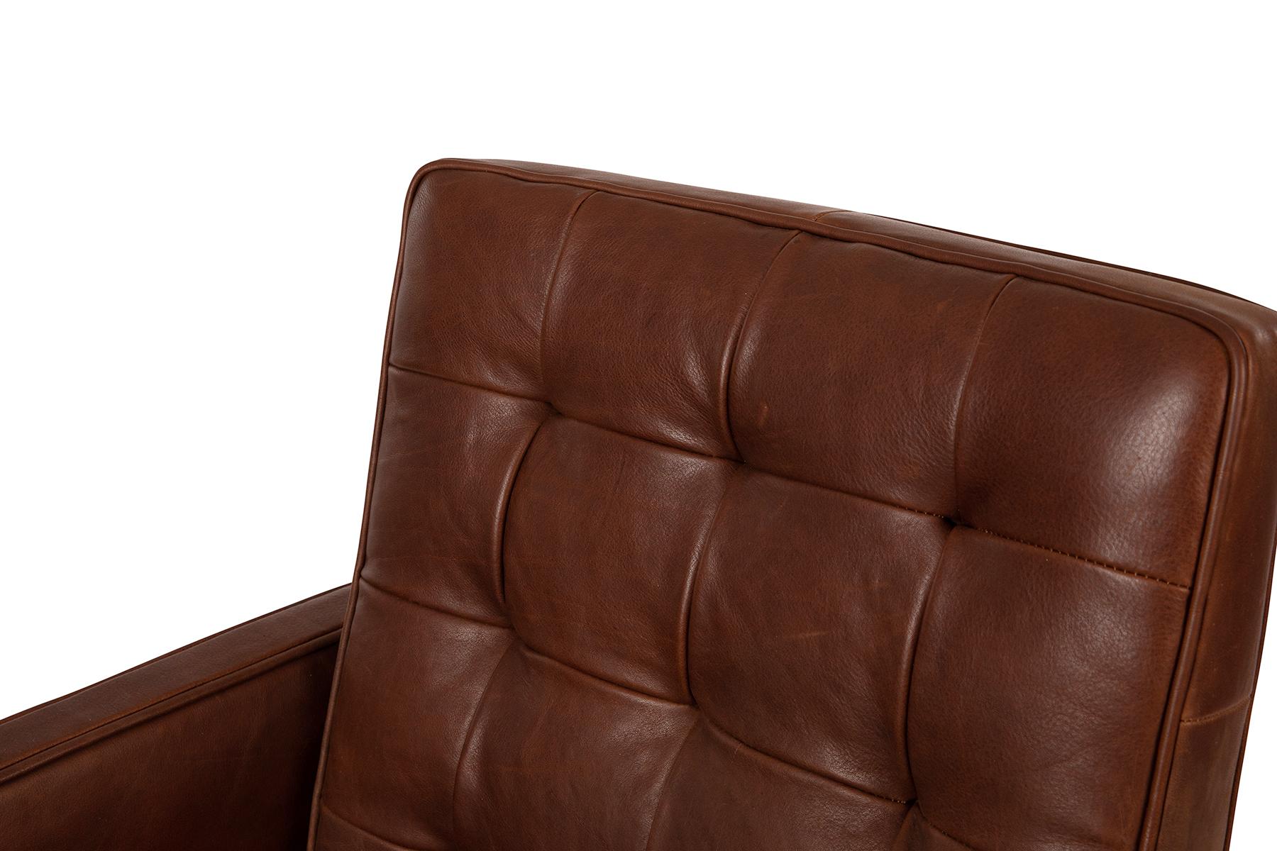 American Knoll Chocolate Leather Office Chair by Florence Knoll