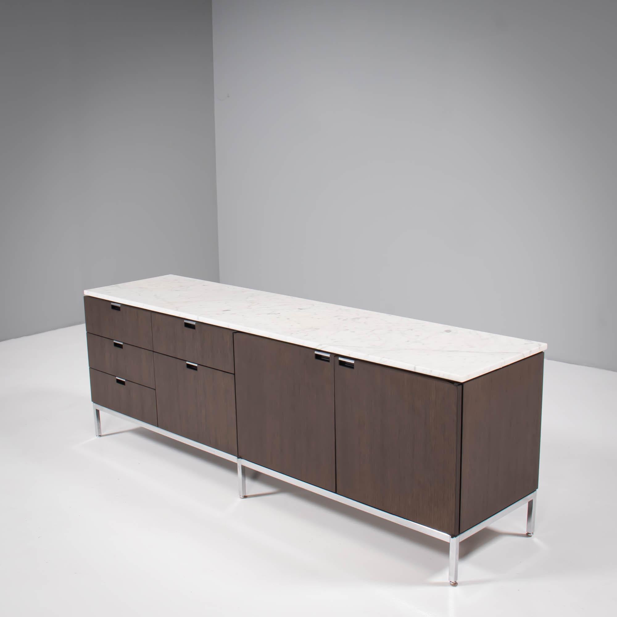 German Florence Knoll for Knoll Ebonised Oak & Marble Credenza