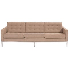 Florence Knoll for Knoll Beige Fabric Relaxed Three Seater Sofa