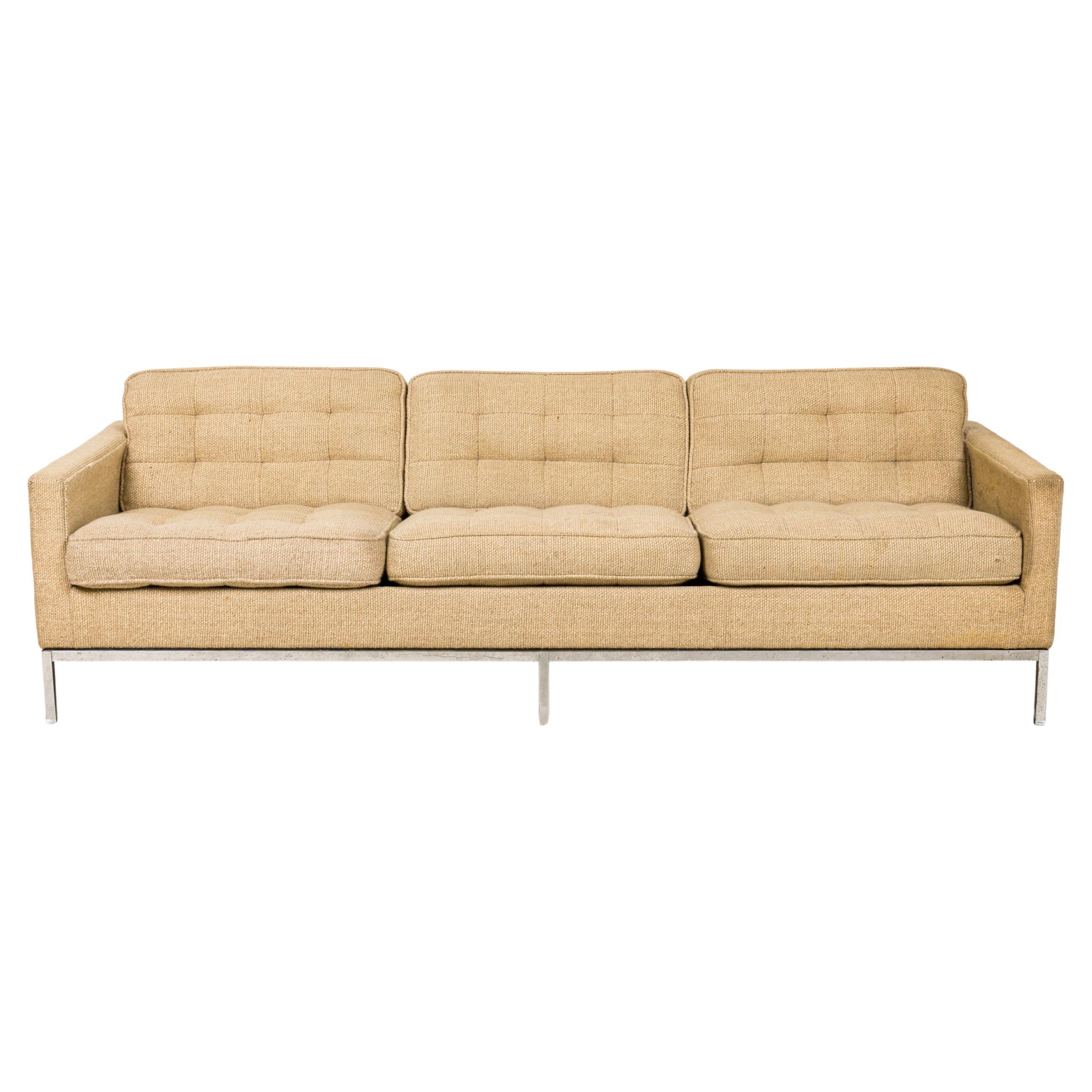 Florence Knoll for Knoll International 3-Seated Beige Upholstered Sofa